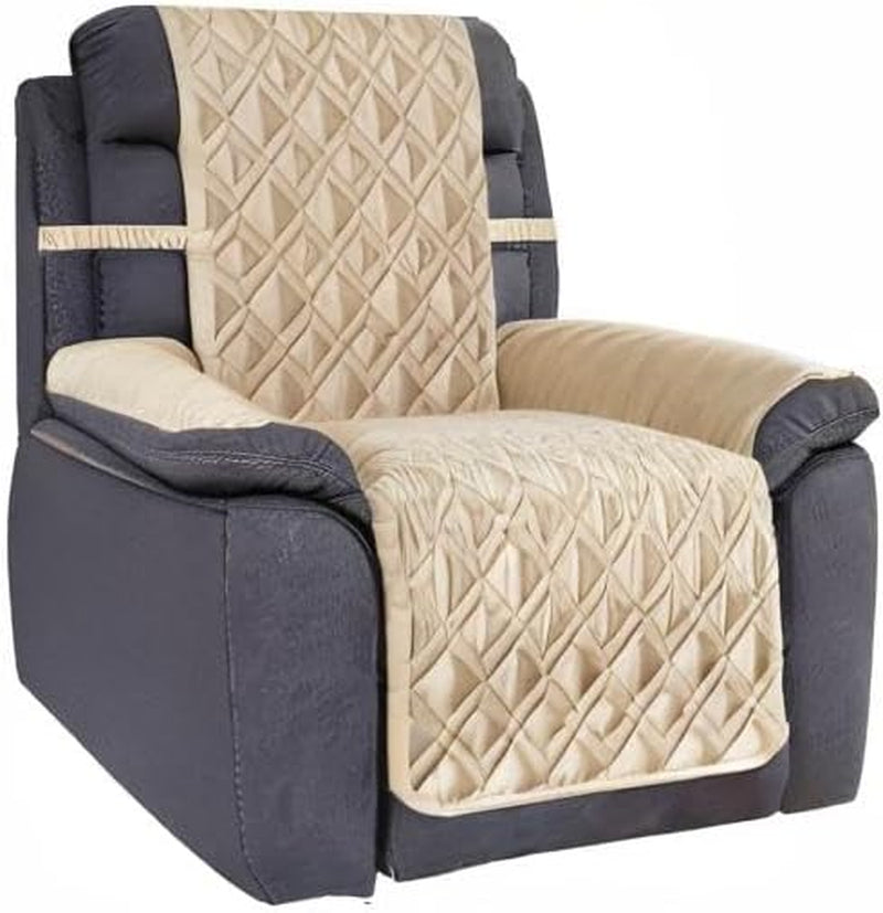 Waterproof Nonslip Recliner Cover Stay in Place, Dog Chair Cover Furniture Protector, Ideal Recliner Slipcovers for Pets and Kids (Beige, 23")