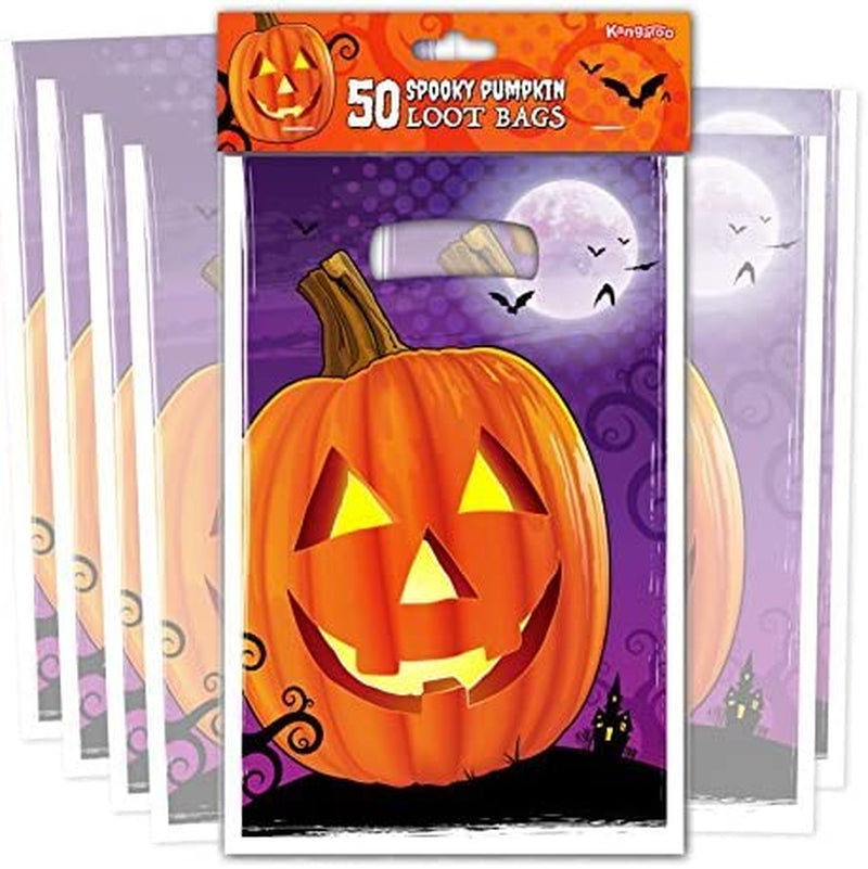 'S Halloween Pumpkin Trick or Treat Loot Bags - (50 Pk) Jack O Lantern Trick or Treat Bags Classroom Fun