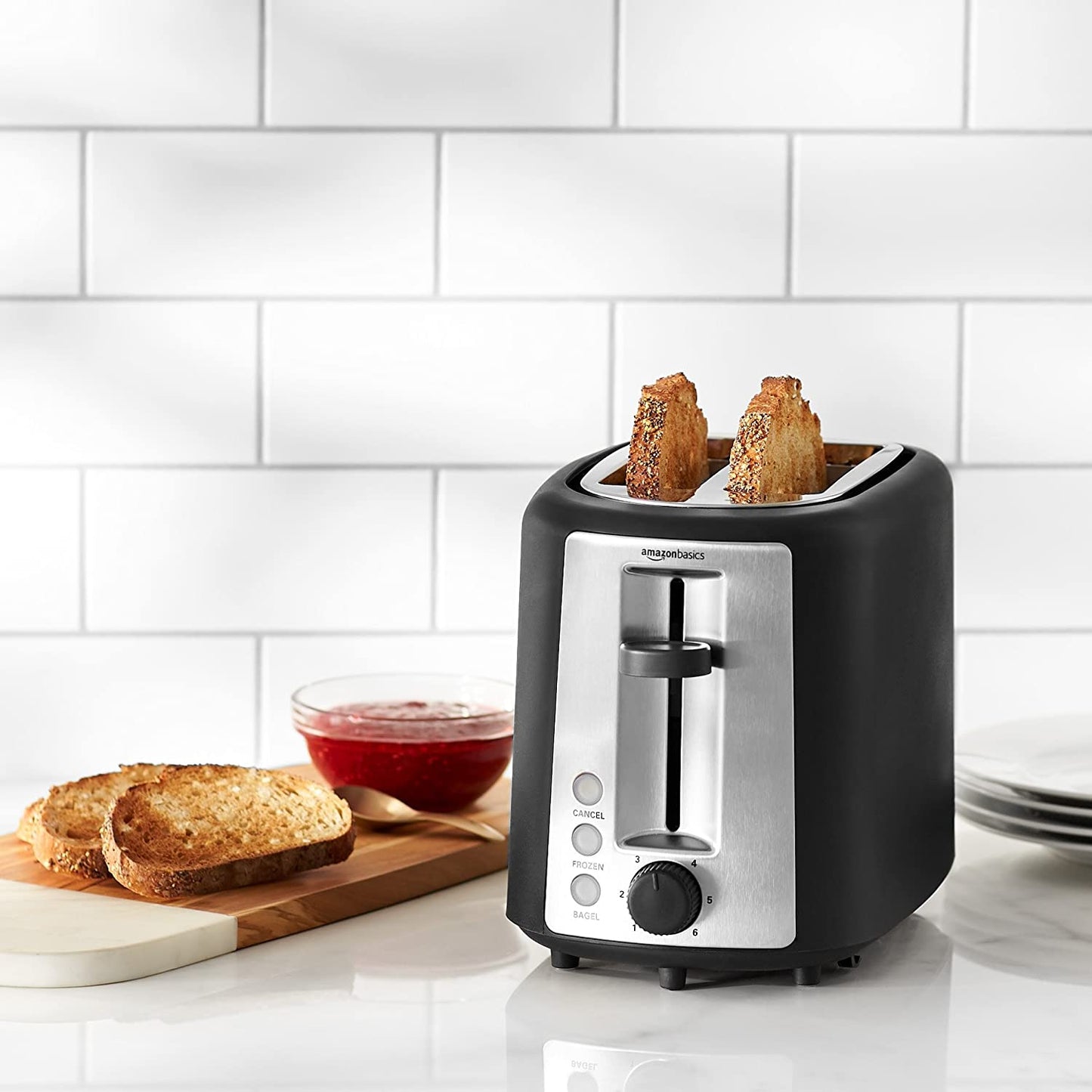 2 Slice, Extra-Wide Slot Toaster with 6 Shade Settings, Black & Silver