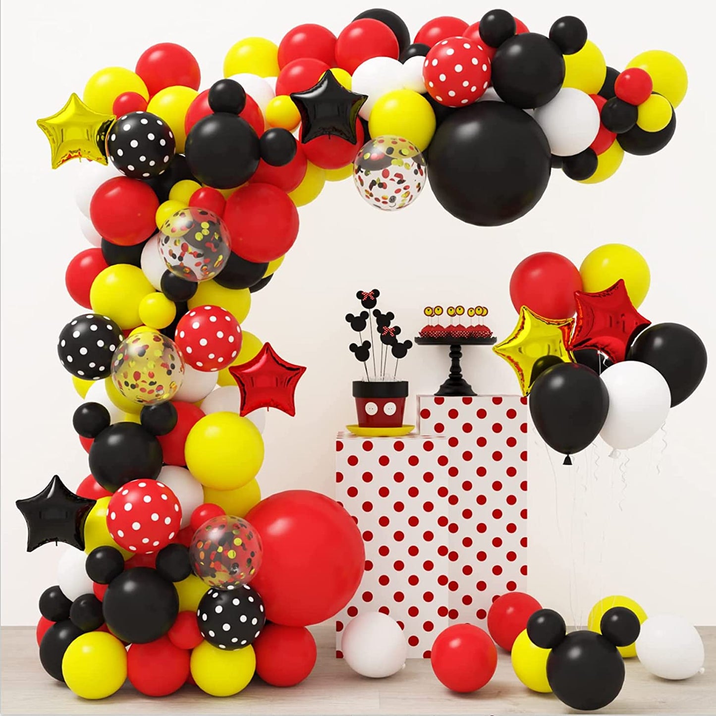 129Pcs Yellow Balloons Different Sizes 18 12 10 5 Inch Latex Balloon Garland Arch for Masquerade Party Decoration Gender Reveal Graduation Anniversary Baby Shower Mickey Theme Party Supplies