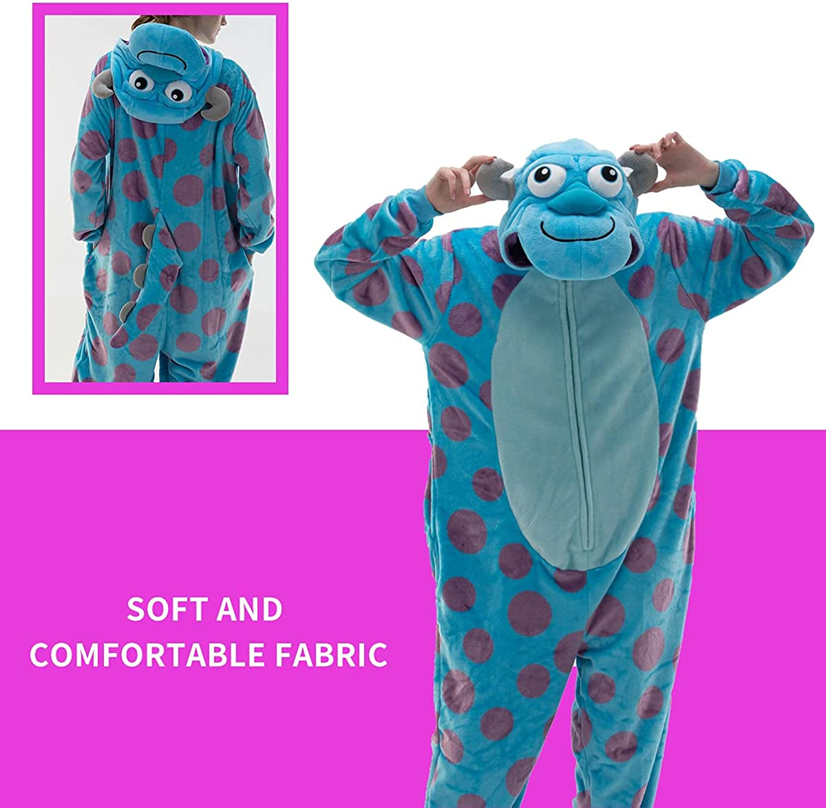 Snug Fit Unisex Adult Onesie Pajamas, Flannel Cosplay Animal One Piece Halloween Costume Sleepwear Homewear