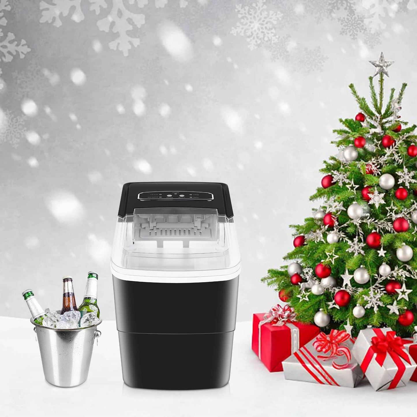 Ice Makers Countertop Ice Machine Maker Countertop for Home/Office/Camping/Mini/Small/Table Top/Tabletop/Electric with Spoon, 26.5 Lbs in 24H