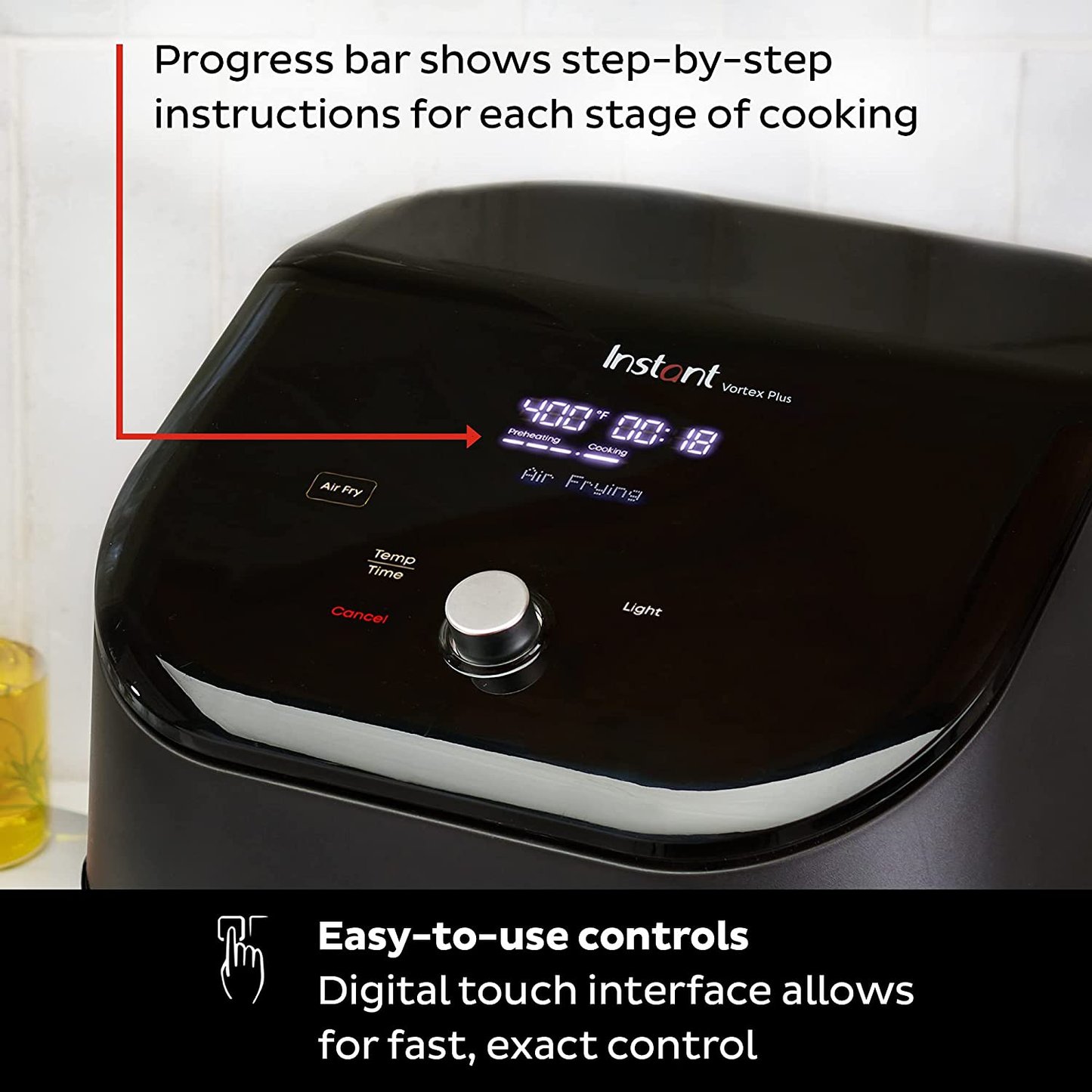 Instant Vortex plus 6 Quart 6-In 1 Air Fryer with Clearcook™ Easy View Windows and Evencrisp™ Technology, Air Fry, Roast, Broil, Bake, Reheat, Dehydrate, 1700W, Black