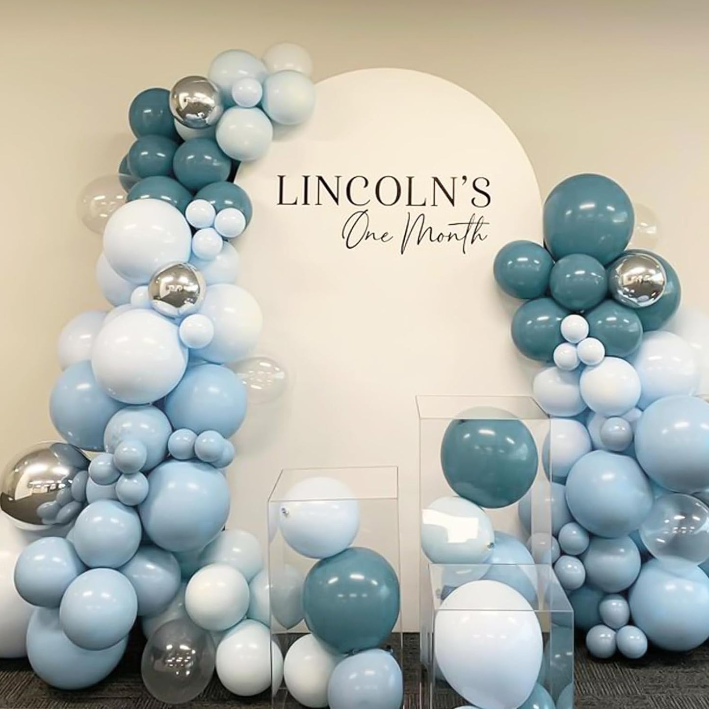 129Pcs Dusty Blue Balloons Different Sizes 18 12 10 5 Inch Latex Haze Blue Balloon Garland Arch for Party Decoration Birthday Wedding Engagements Anniversary Baby Shower Party Supplies