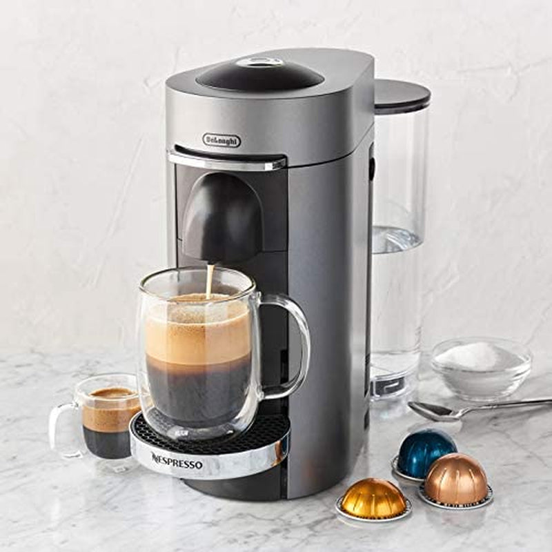 Vertuoplus Deluxe Coffee and Espresso Machine by De'Longhi with Milk Frother, Titan,Gray