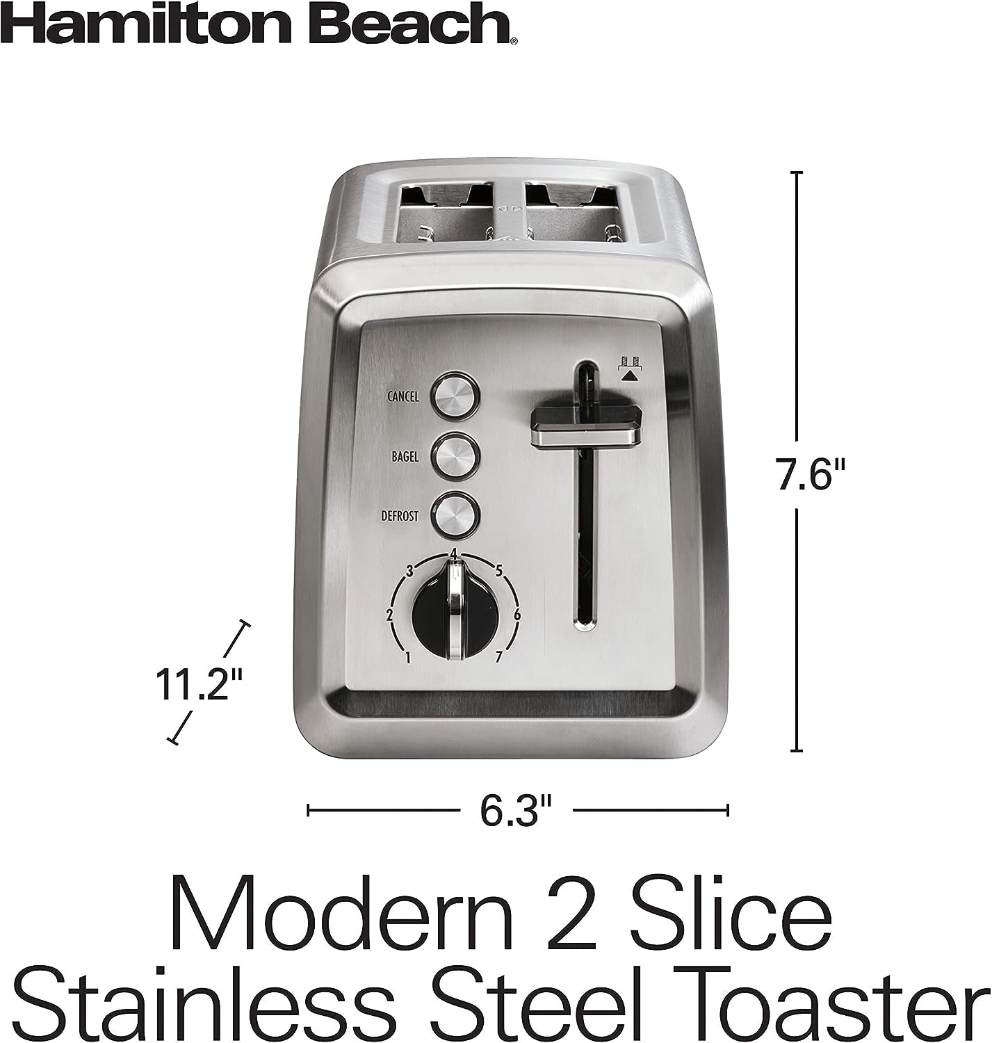 2 Slice Toaster with Extra-Wide Slots, Bagel Setting, Toast Boost, Slide-Out Crumb Tray, Auto-Shutoff & Cancel Button, Defrost Function, Stainless Steel (22794)