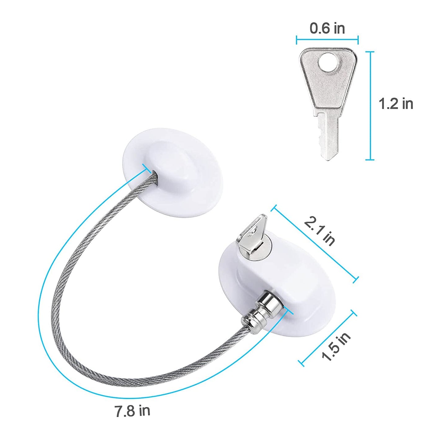 2 Pcs Fridge Lock, Refrigerator Lock for Children, Mini Fridge Locks for Kids, Freezer Lock, Used in Refrigerator Door, Cabinets, Drawers, Toilet Seat (Pads Size: 2.1 X 1.5 In)