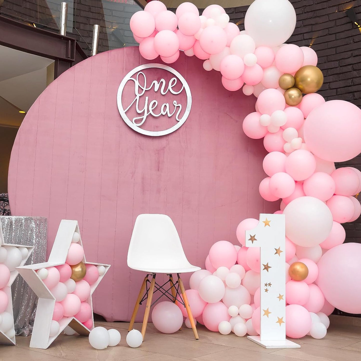 129Pcs Pink Balloons Different Sizes 18 12 10 5 Inches for Garland Arch, Pink Balloons for Birthday Baby Shower Gender Reveal Wedding Party Decoration