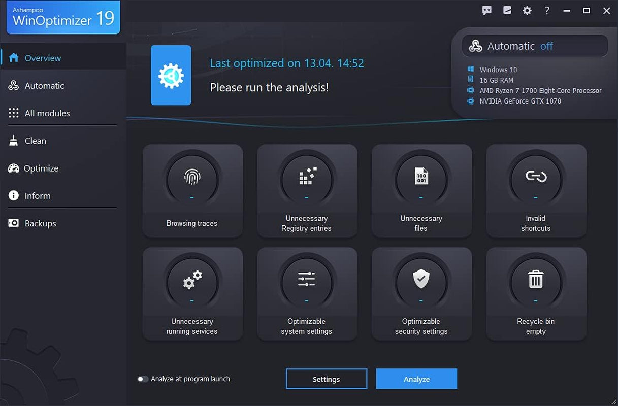 Winoptimizer 19 - 10 USER - Superior Performance, Stability and Privacy - Compatible with Windows 11, 10, 8.1, 8, 7