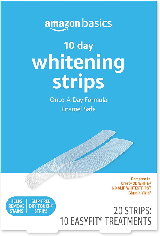10 Day Teeth Whitening Strips Kit, 10 Treatments, 1-Pack (Previously Solimo)