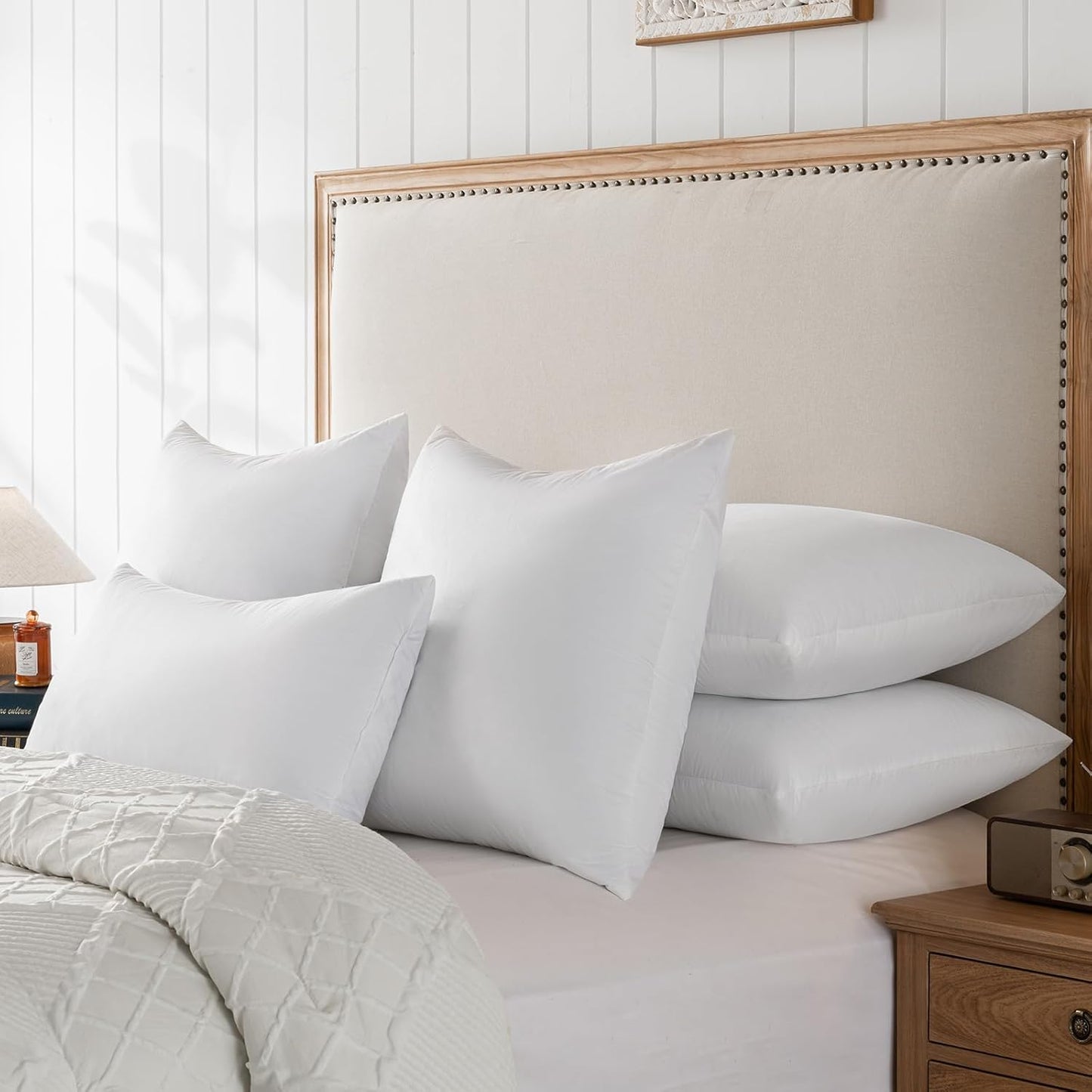 12X20 Decorative Throw Pillow Inserts-Down Feather Pillow Inserts-Oblong-Cotton Fabric-Set of 2-White.