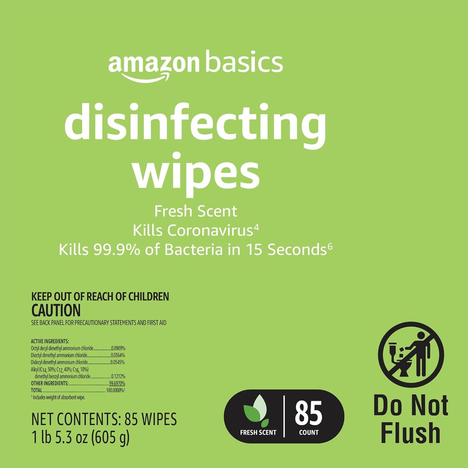 Wipes, Lemon & Fresh Scent, Sanitizes/Cleans/Deodorizes, 340 Count (4 Packs of 85)