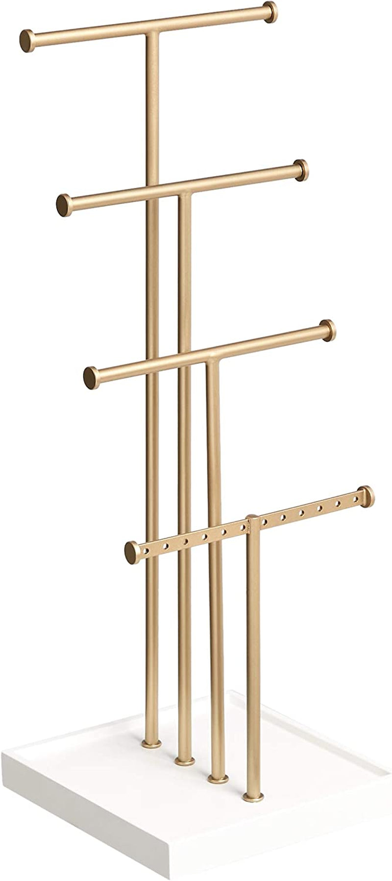 Four-Tier Jewelry Tree Stand - White/Brass