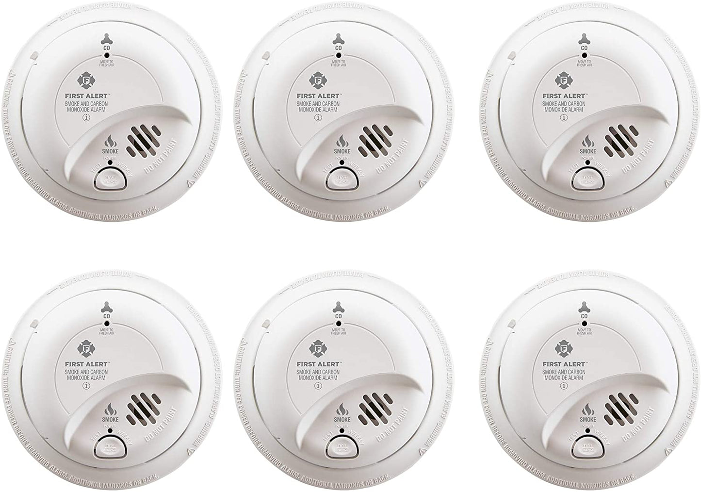 BRK SC9120B-6 Hardwired Smoke and Carbon Monoxide Detector (CO) with Battery Backup. 6-Pack , White