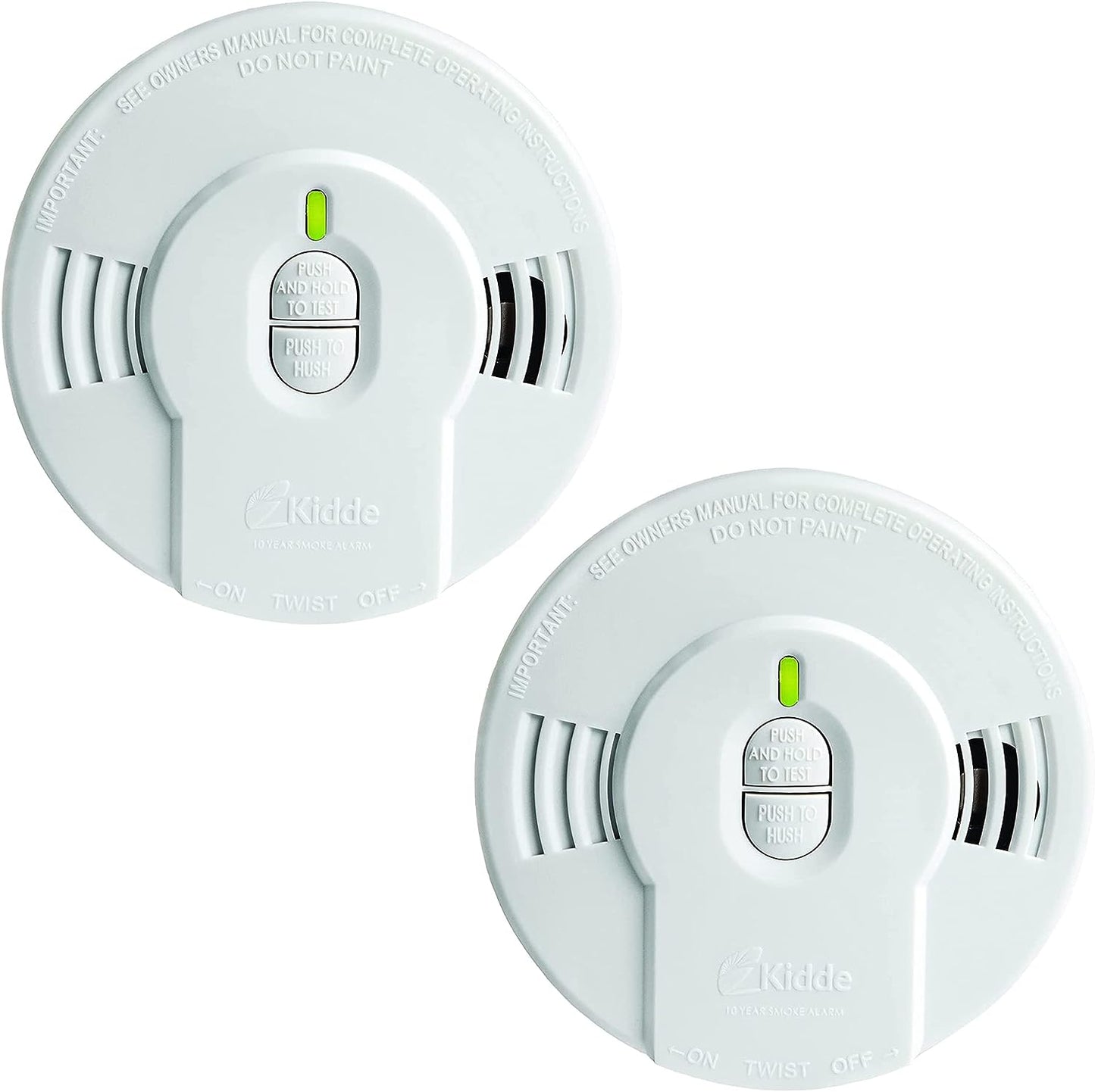Smoke Detector, 10-Year Battery, LED Indicators, Replacement Alert, Test-Reset Button, 6 Pack, White