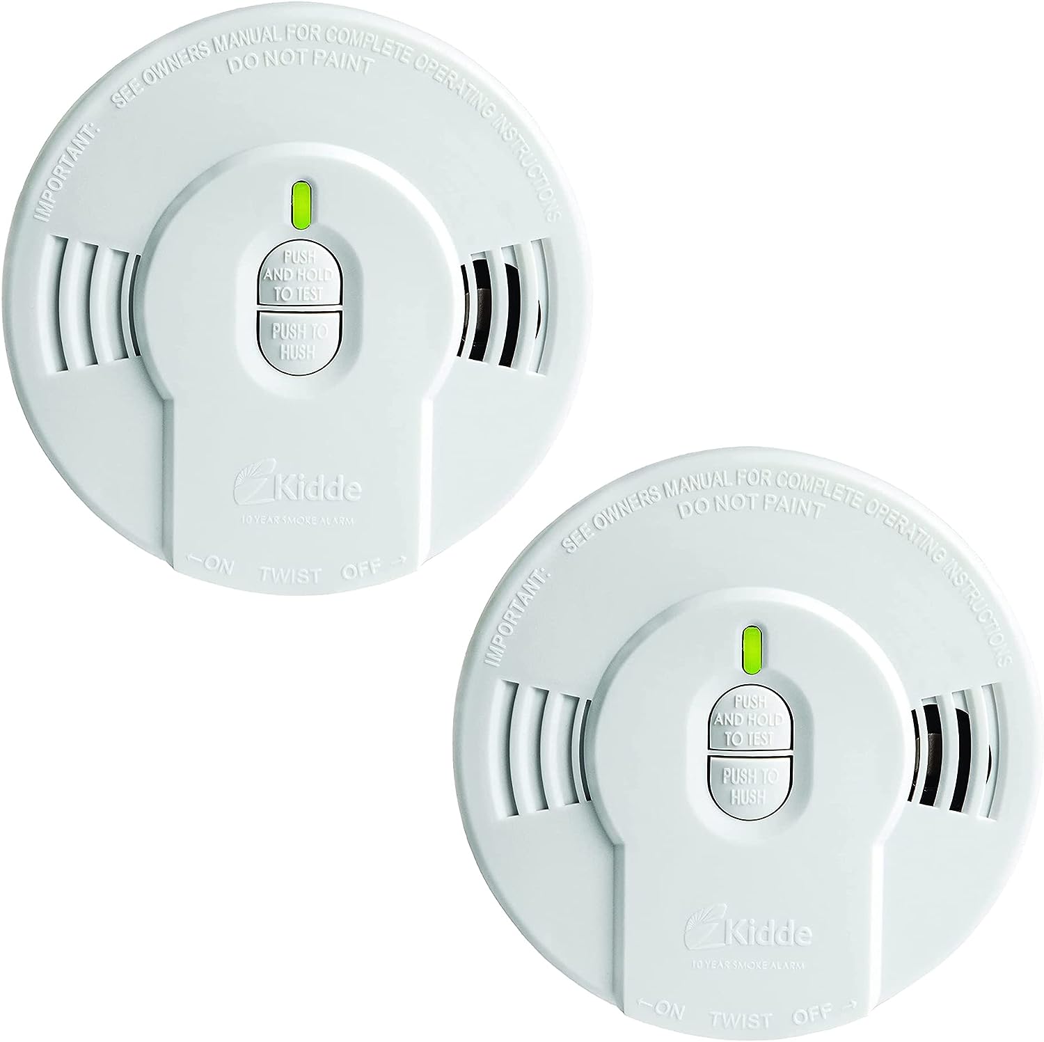 Smoke Detector, 10-Year Battery, LED Indicators, Replacement Alert, Test-Reset Button, 6 Pack, White