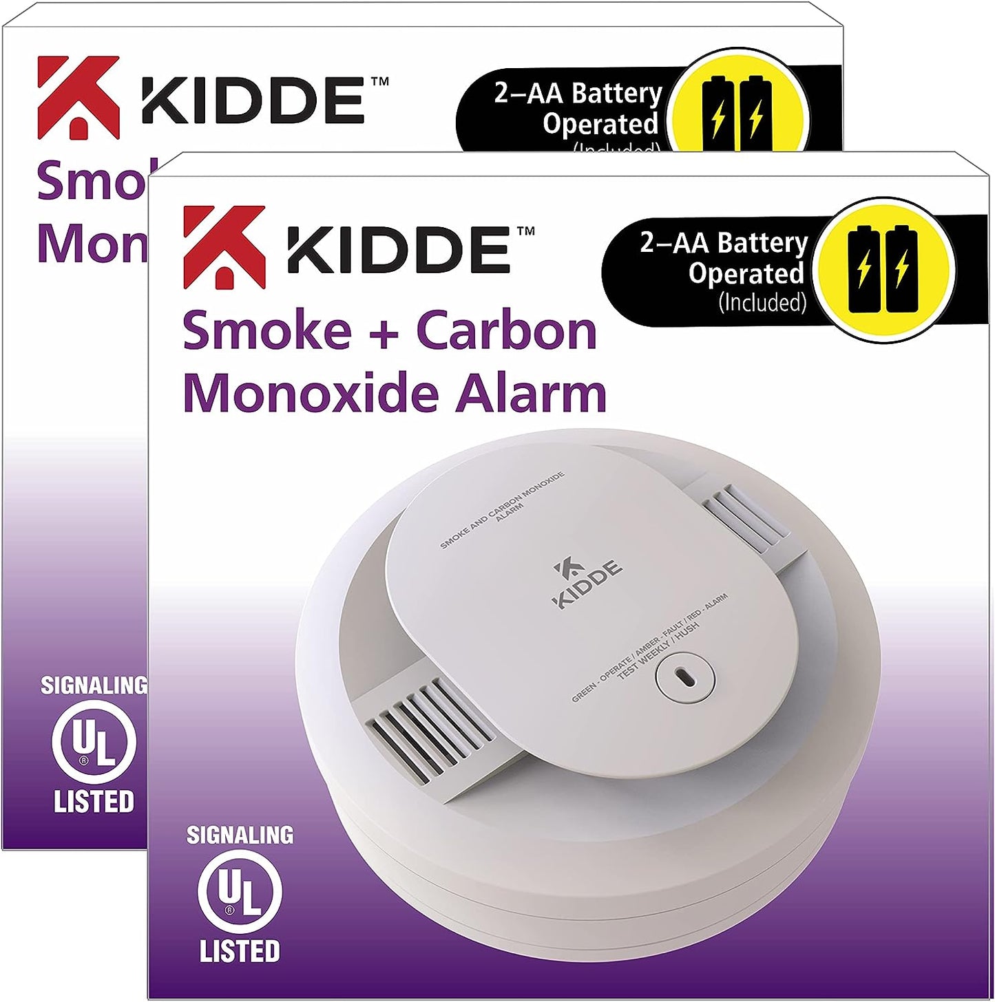 Smoke & Carbon Monoxide Detector, AA Battery Powered, LED Warning Light Indicators, 1 Pack