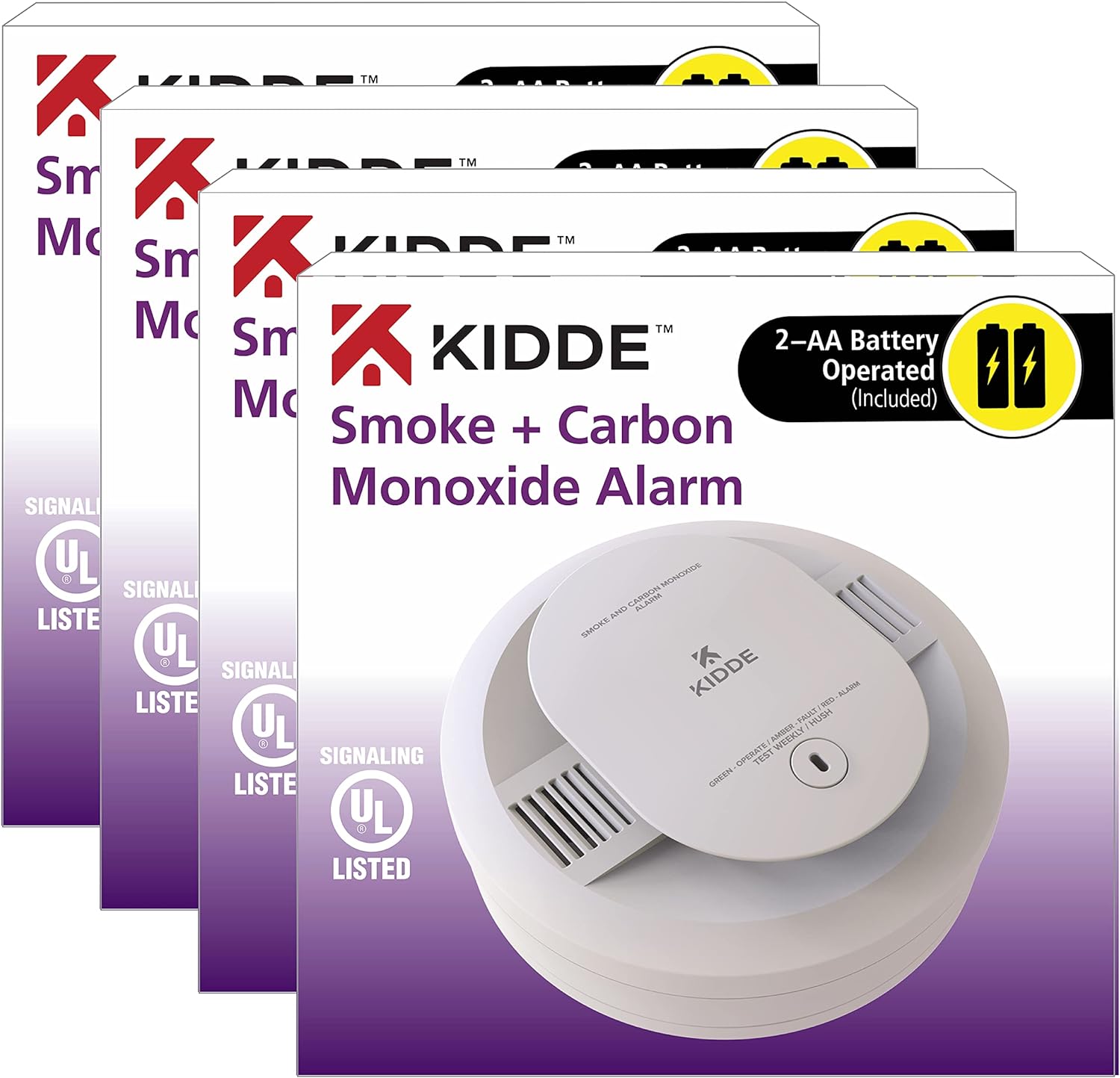 Smoke & Carbon Monoxide Detector, AA Battery Powered, LED Warning Light Indicators, 1 Pack