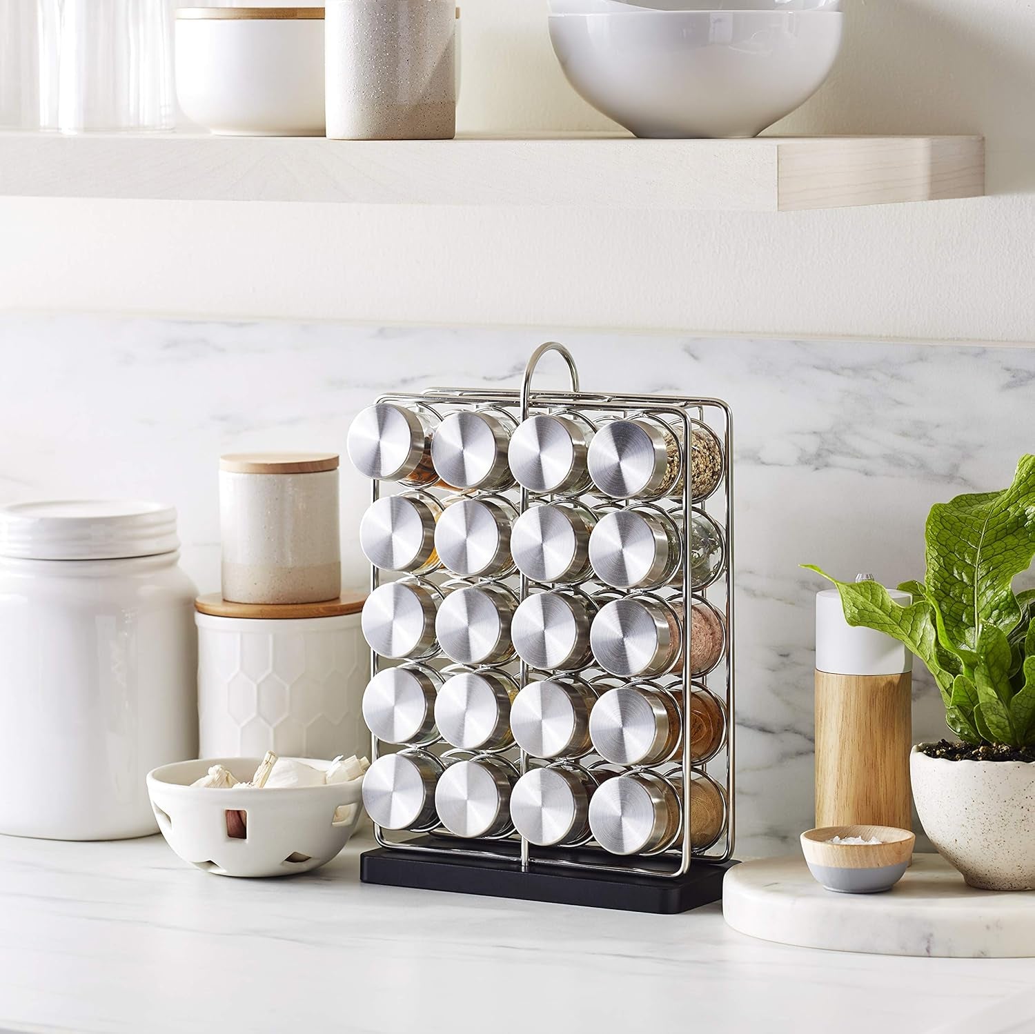20 Jars Spice Organizer Rack, Silver