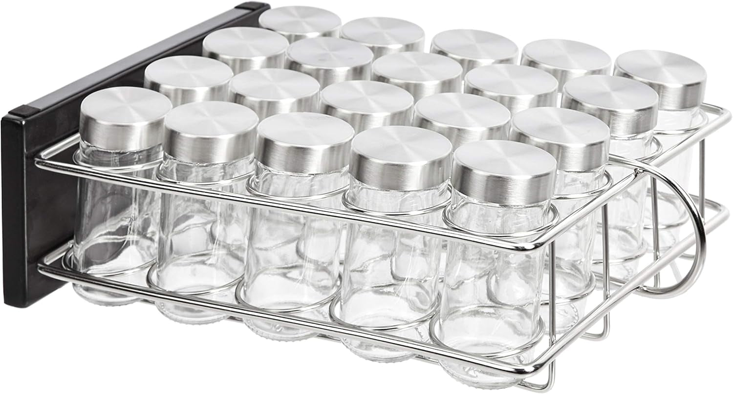 20 Jars Spice Organizer Rack, Silver