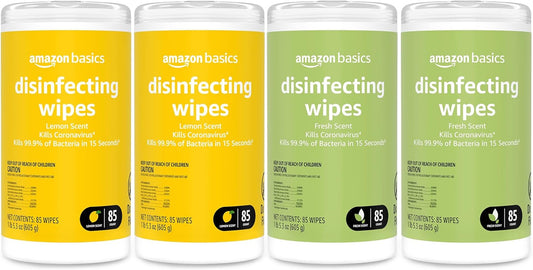 Wipes, Lemon & Fresh Scent, Sanitizes/Cleans/Deodorizes, 340 Count (4 Packs of 85)