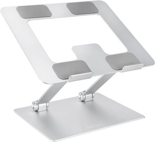 Sturdy and Portable Ergonomic Laptop Stand for Desk, Adjustable Riser, Fits All Laptops and Notebooks up to 17.3 Inch, Silver, 10 X 8.7 X 6 In