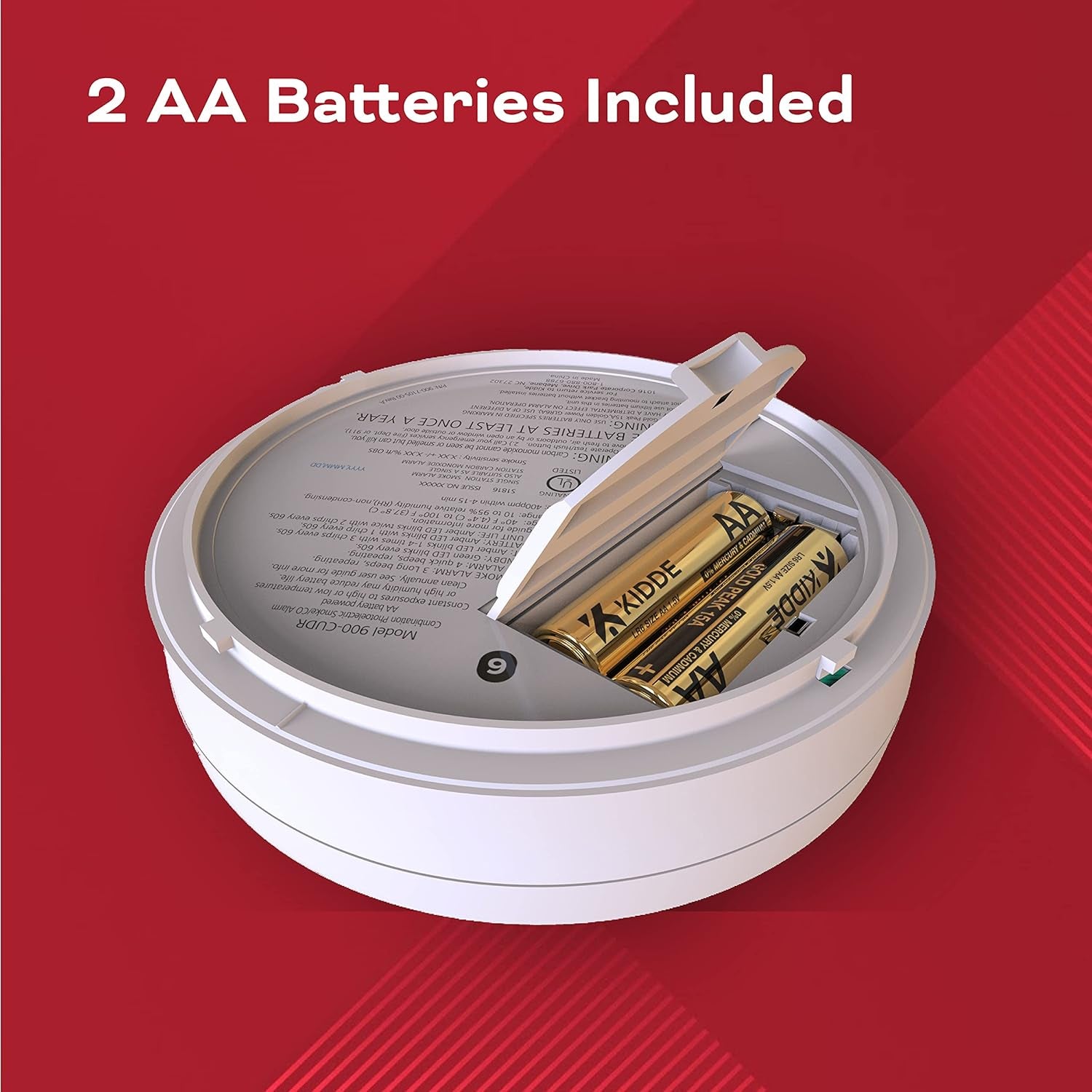 Smoke & Carbon Monoxide Detector, AA Battery Powered, LED Warning Light Indicators, 1 Pack