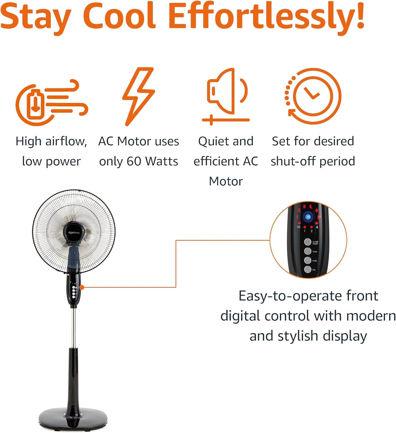16" Pedestal Fan with Remote, Floor Fan, Standing Fan for Bedroom, Living Room, Office, with 3 Speeds, 3 Modes, Timer, Dual-Layered Blades, Adjustable Height, Tilt Head, 60W, Black