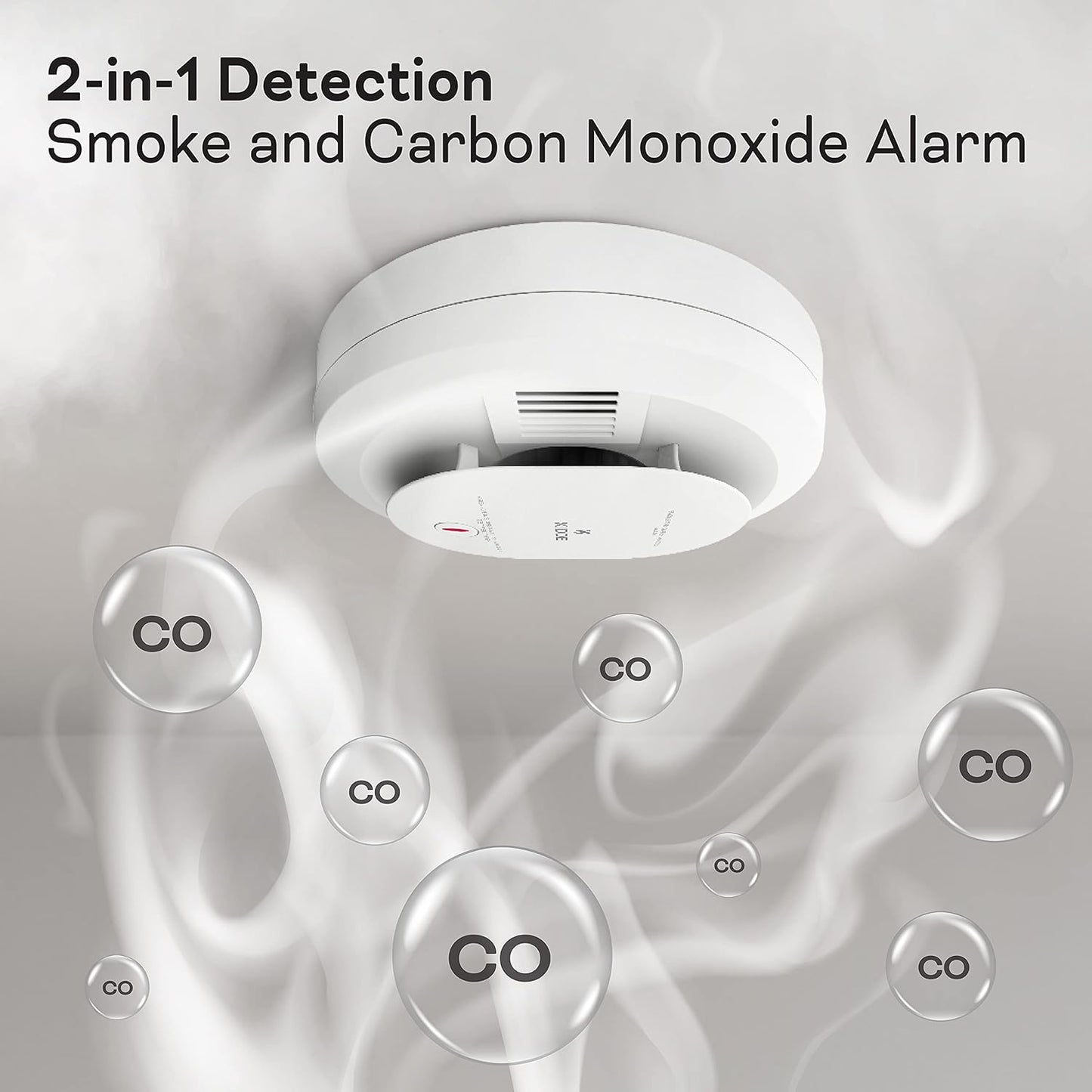 Smoke & Carbon Monoxide Detector, AA Battery Powered, LED Warning Light Indicators, 1 Pack