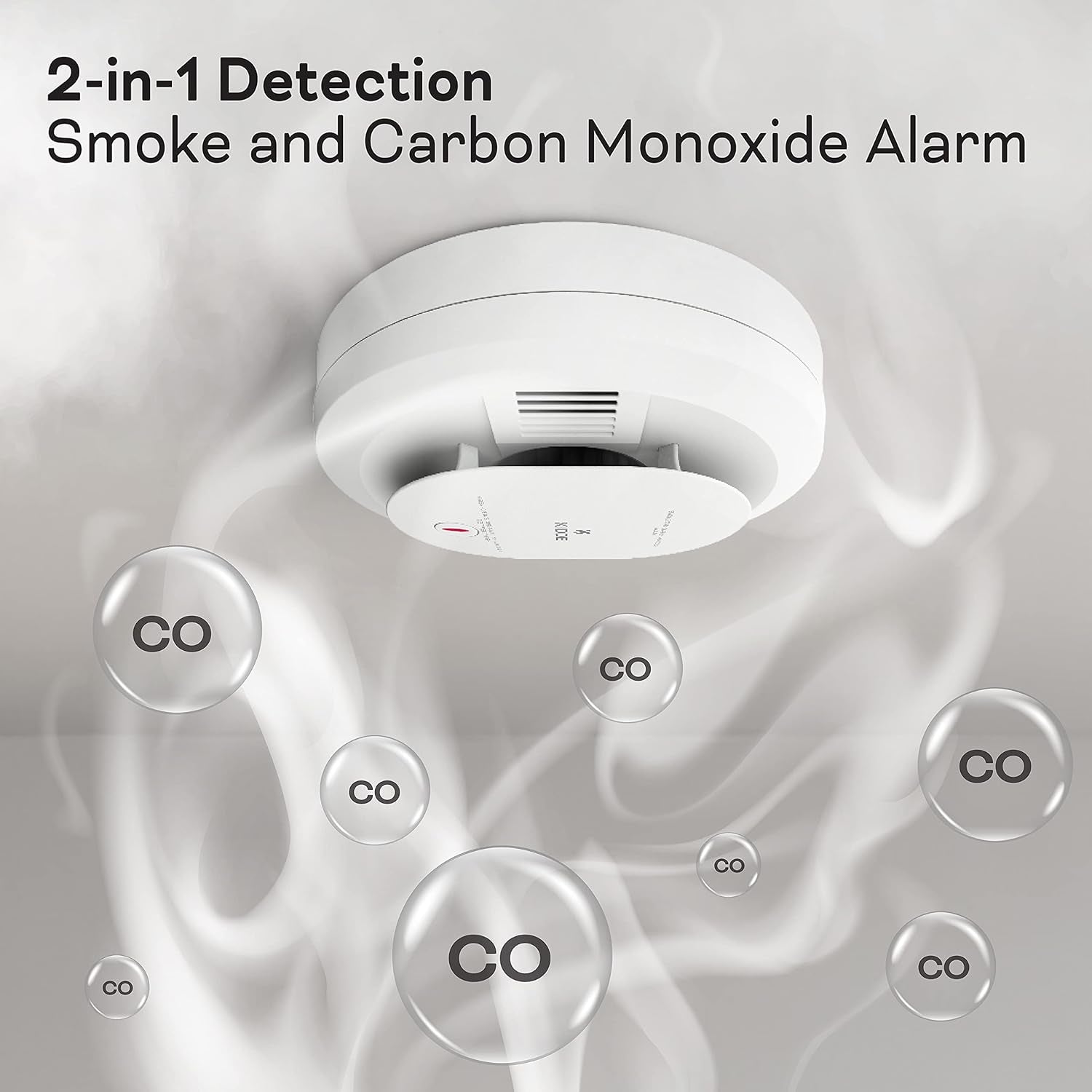 Smoke & Carbon Monoxide Detector, AA Battery Powered, LED Warning Light Indicators, 1 Pack