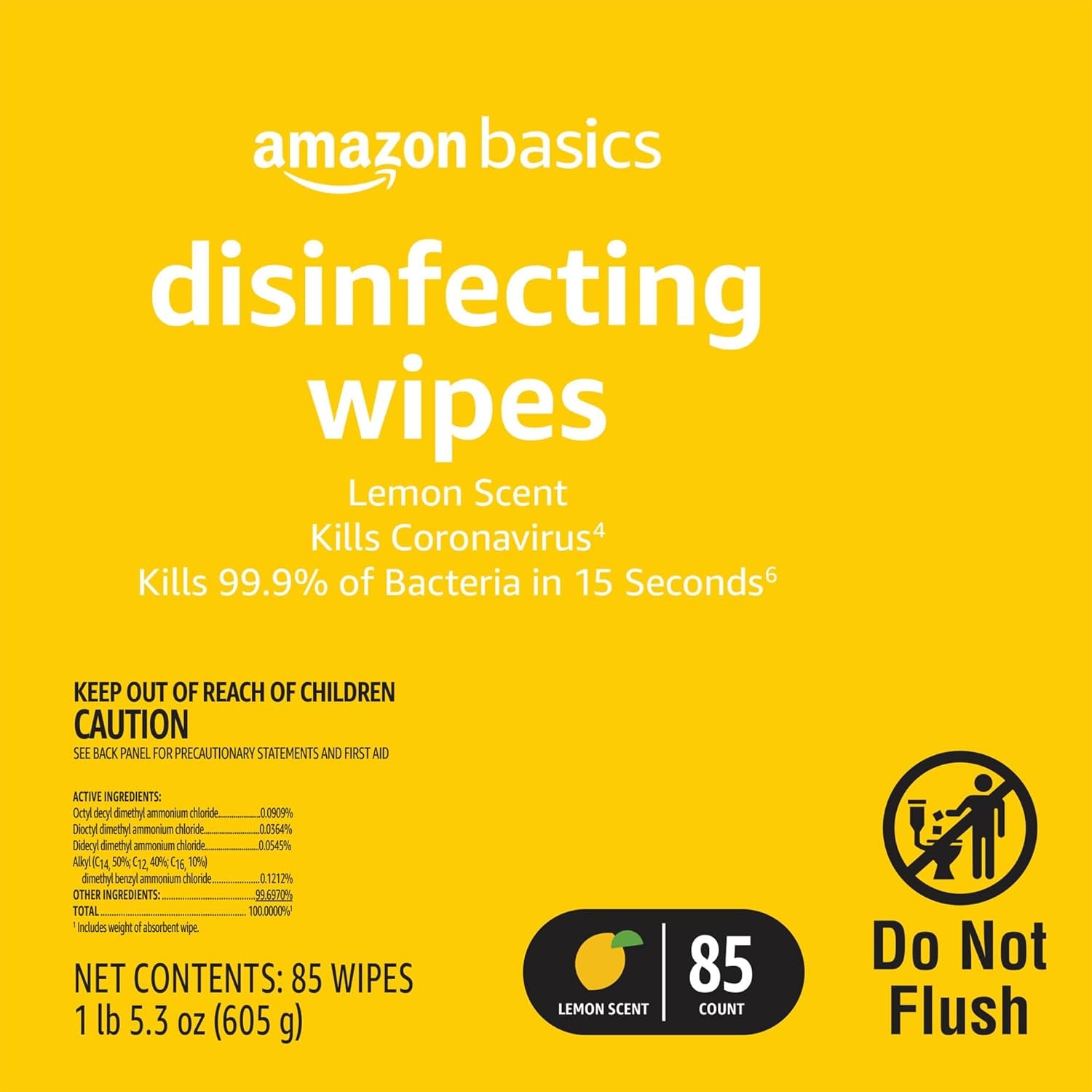 Wipes, Lemon & Fresh Scent, Sanitizes/Cleans/Deodorizes, 340 Count (4 Packs of 85)