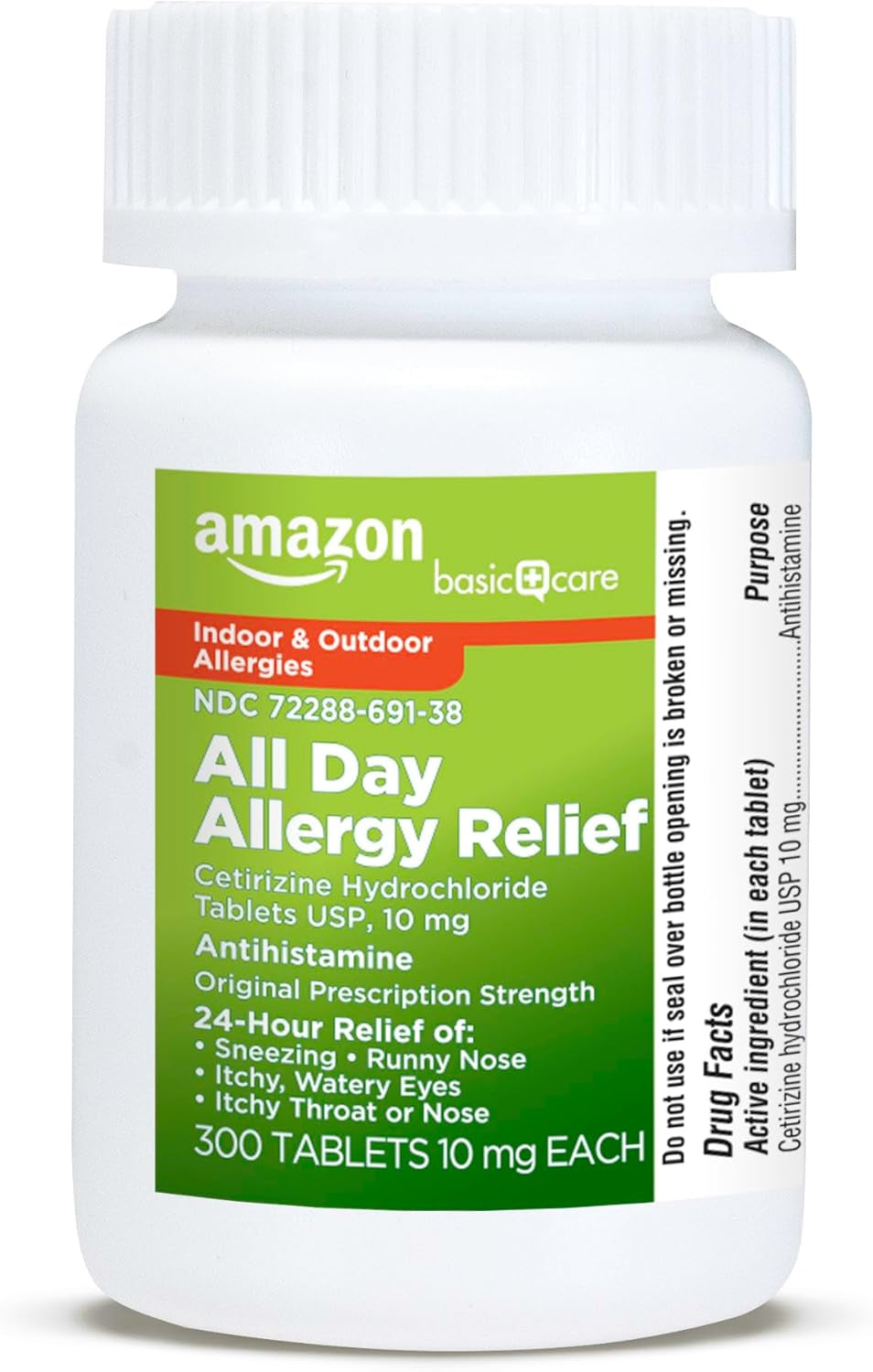 24 Hour Allergy Relief, Cetirizine Hydrochloride Tablets, 10 Mg, 300 Count (Packaging May Vary)