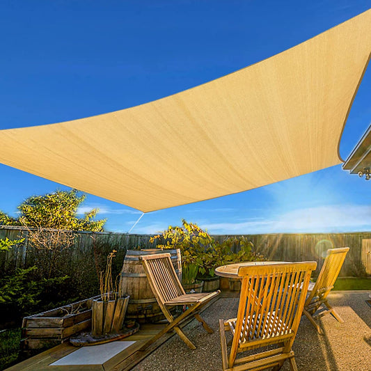 10'X15' Sun Shade Sail Curved Commercial Outdoor Shade Cover Sand Rectangle Heavy Duty Permeable 185GSM Backyard Shade Cloth for Patio Garden Sandbox (We Make Custom Size)