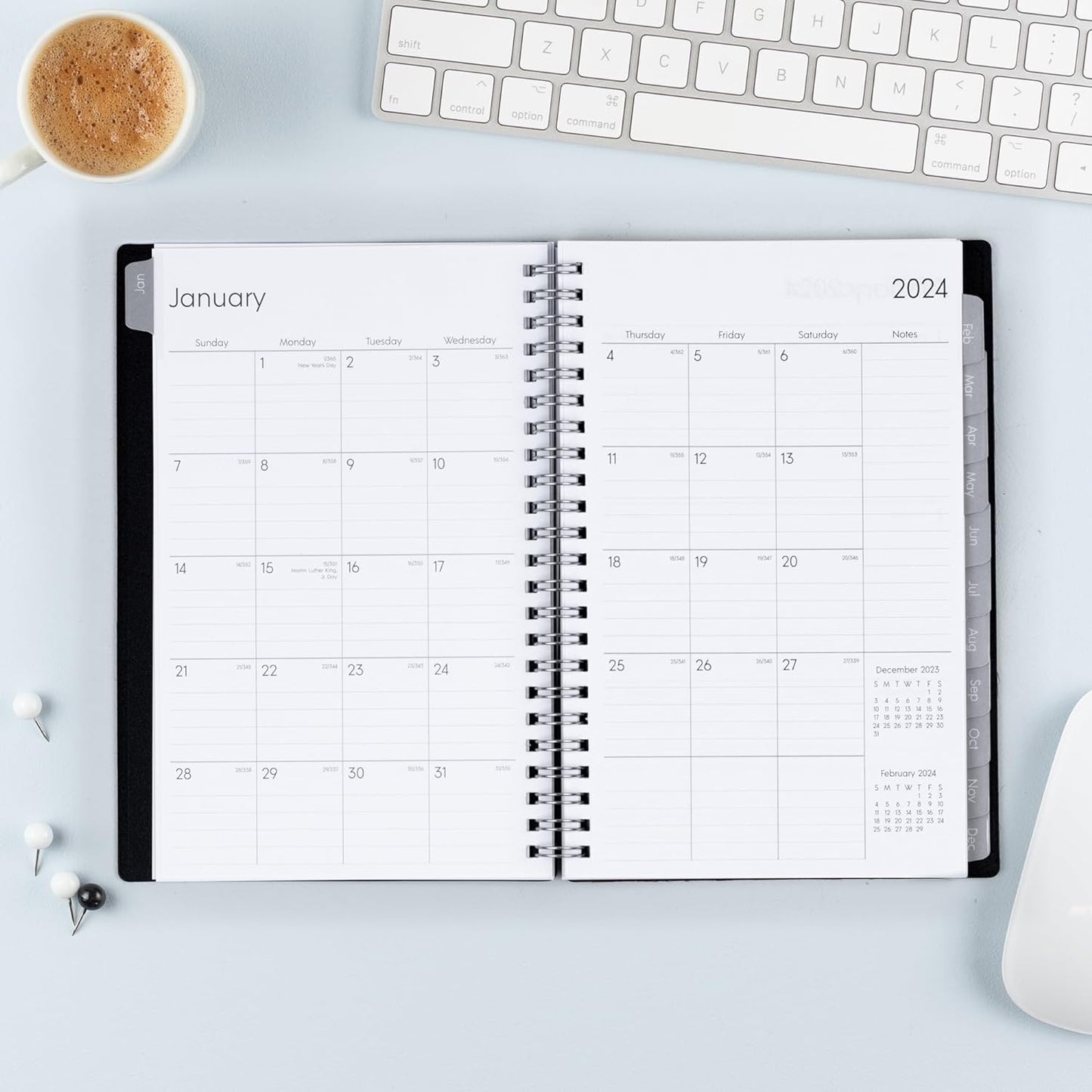 2024 Weekly and Monthly Planner, January - December, 5" X 8", Flexible Cover, Wirebound, Enterprise (144726)