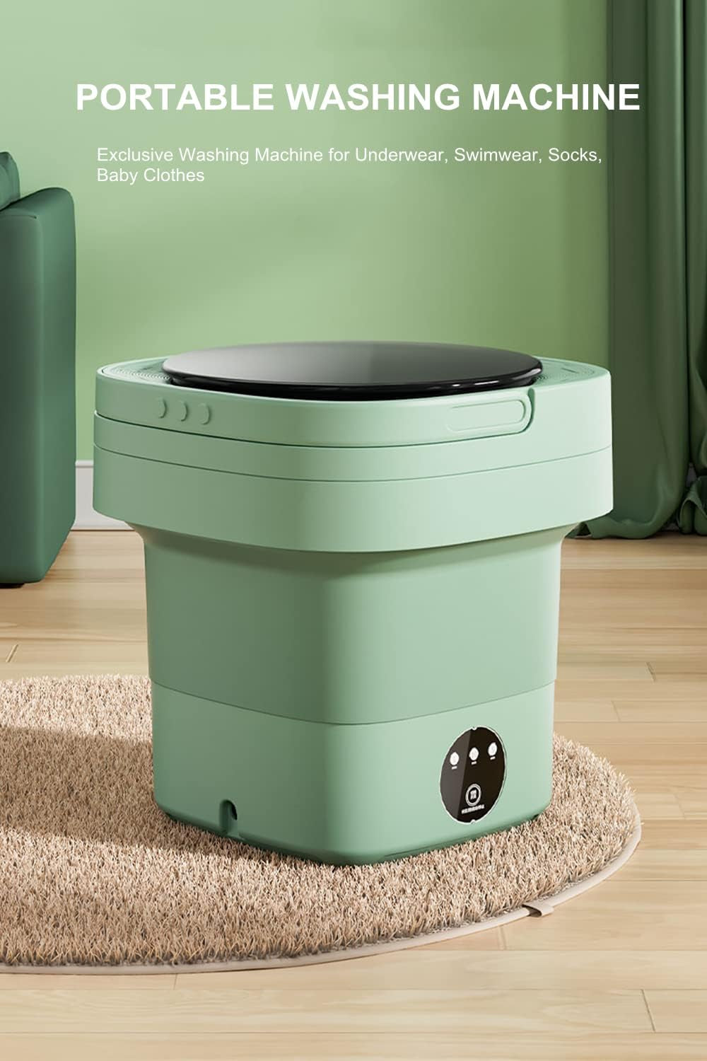 Small Portable Washing Machine, Mini Washer 6.5L High Capacity with 3 Modes Deep Cleaning for Underwear, Baby Clothes, or Small Items, Foldable Washing Machine for Apartments, Camping, Travel (Pink)