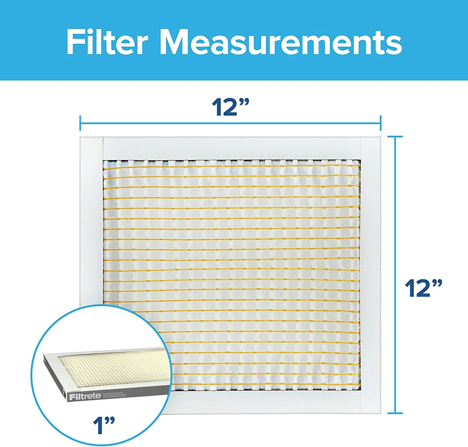 12X12X1 Air Filter, MPR 300, MERV 5, Clean Living Basic Dust 3-Month Pleated 1-Inch Air Filters, 6 Filters