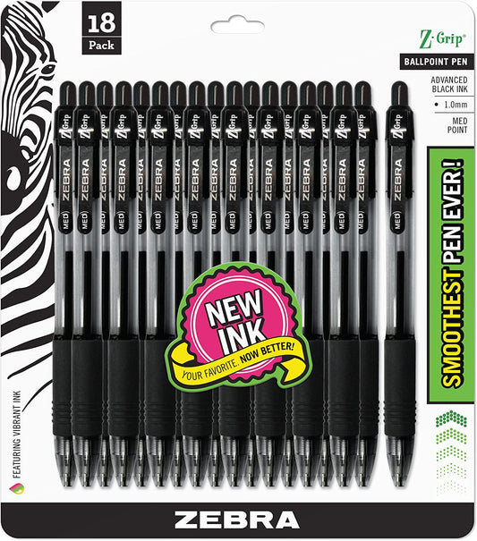 Z-Grip Retractable Ballpoint Pen, Medium Point, 1.0Mm, Black, 108-Pack