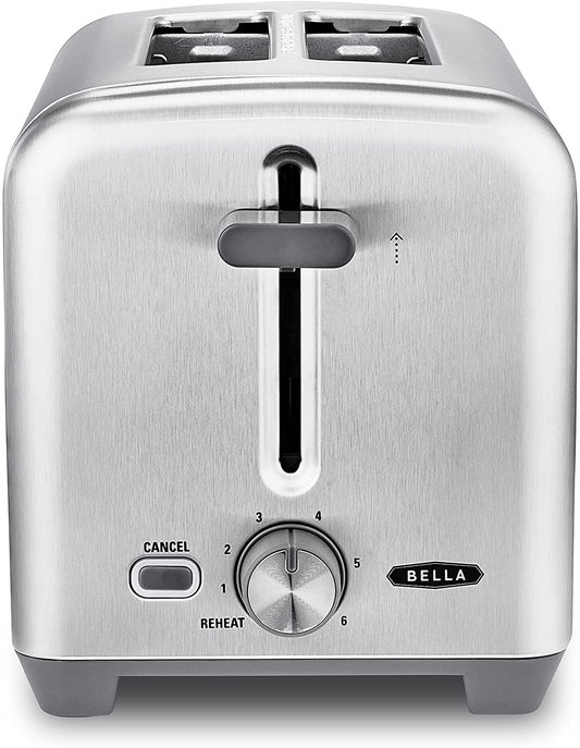 Stainless Steel 2 Slice Toaster with Extra Wide Slots & Removable Crumb Tray - 6 Browning Options, Auto Shut off & Reheat Function - Toast Bread, Bagel & Waffle