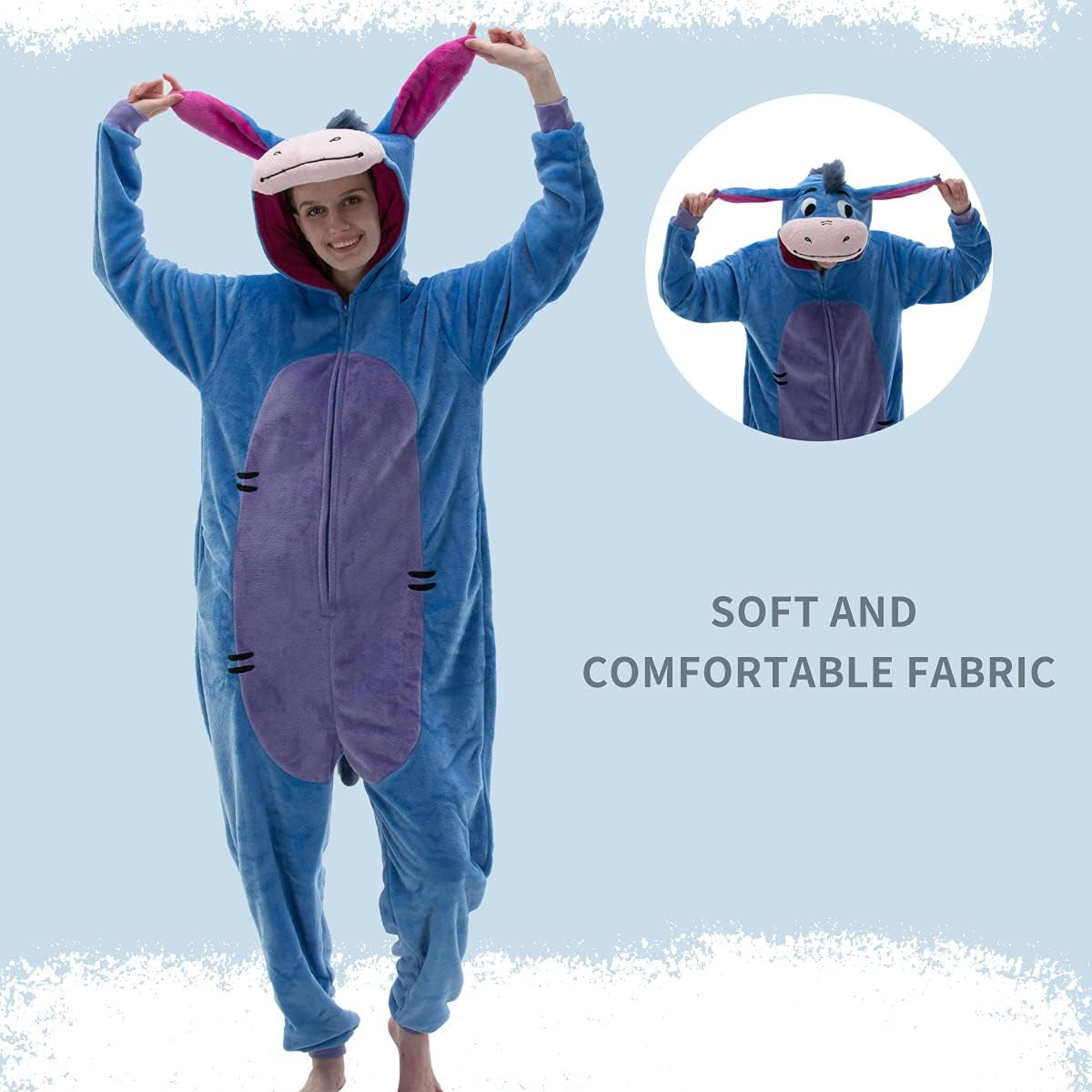 Snug Fit Unisex Adult Onesie Pajamas, Flannel Cosplay Animal One Piece Halloween Costume Sleepwear Homewear