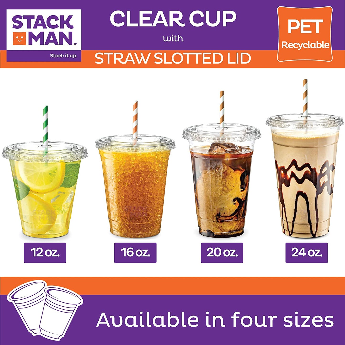 12 Oz Clear Plastic Cups with Straw-Slot Lids [100 Sets] PET Crystal Clear Disposable 12Oz Plastic Cups with Lids - Crystal Clear, Durable Cup. BPA Free + Crack Resistant, for Coffee, Juice, Shakes
