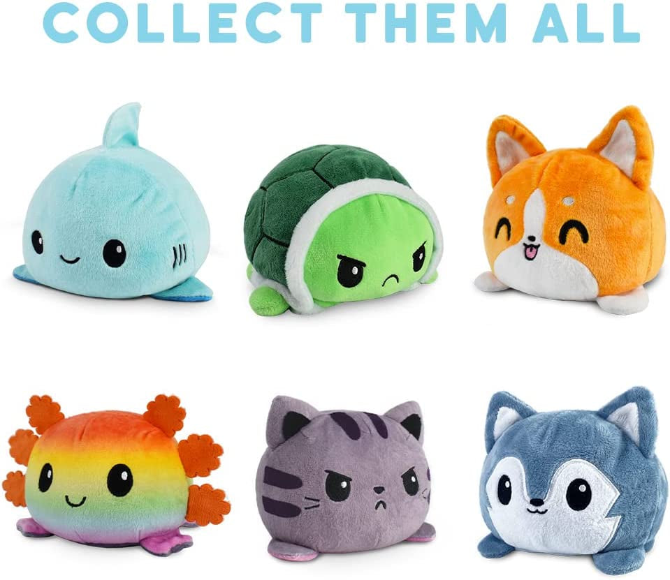- the Original Reversible Octopus Plushie - Bored + Rainbows Starry Eyes - Cute Sensory Fidget Stuffed Animals That Show Your Mood 4X4X3