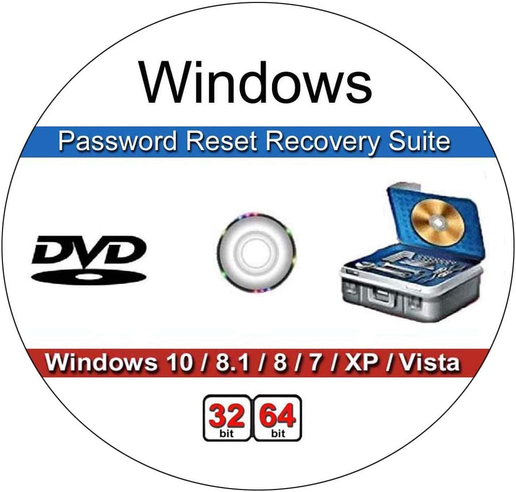 Password Recovery Reset CD Compatible with Windows Versions,10, 8.1, 7, XP and Vista in 32/64 Bit. No Internet Connection Required. Reset Lost Password
