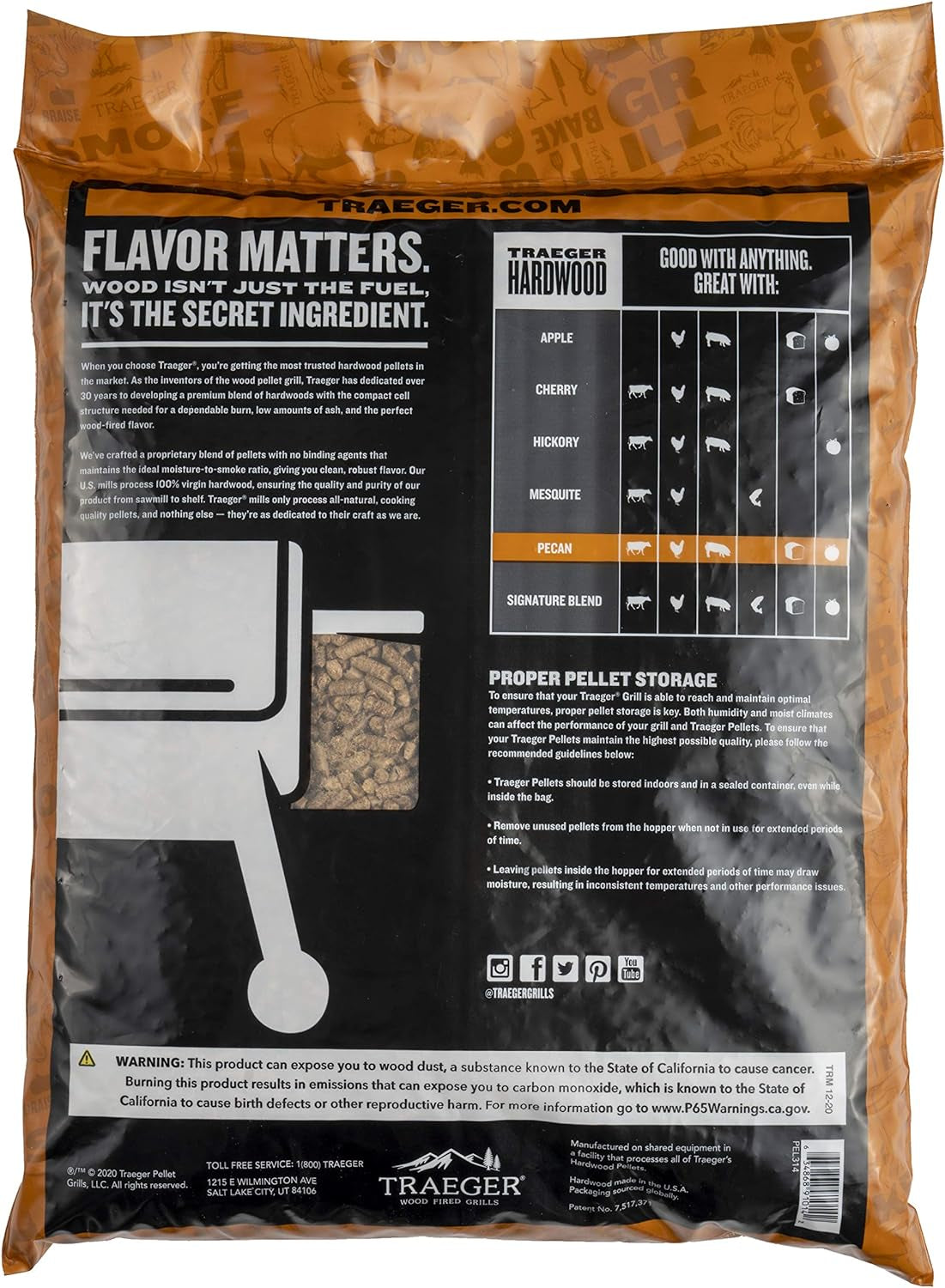 Grills Pecan 100% All-Natural Wood Pellets for Smokers and Pellet Grills, BBQ, Bake, Roast, and Grill, 20 Lb. Bag