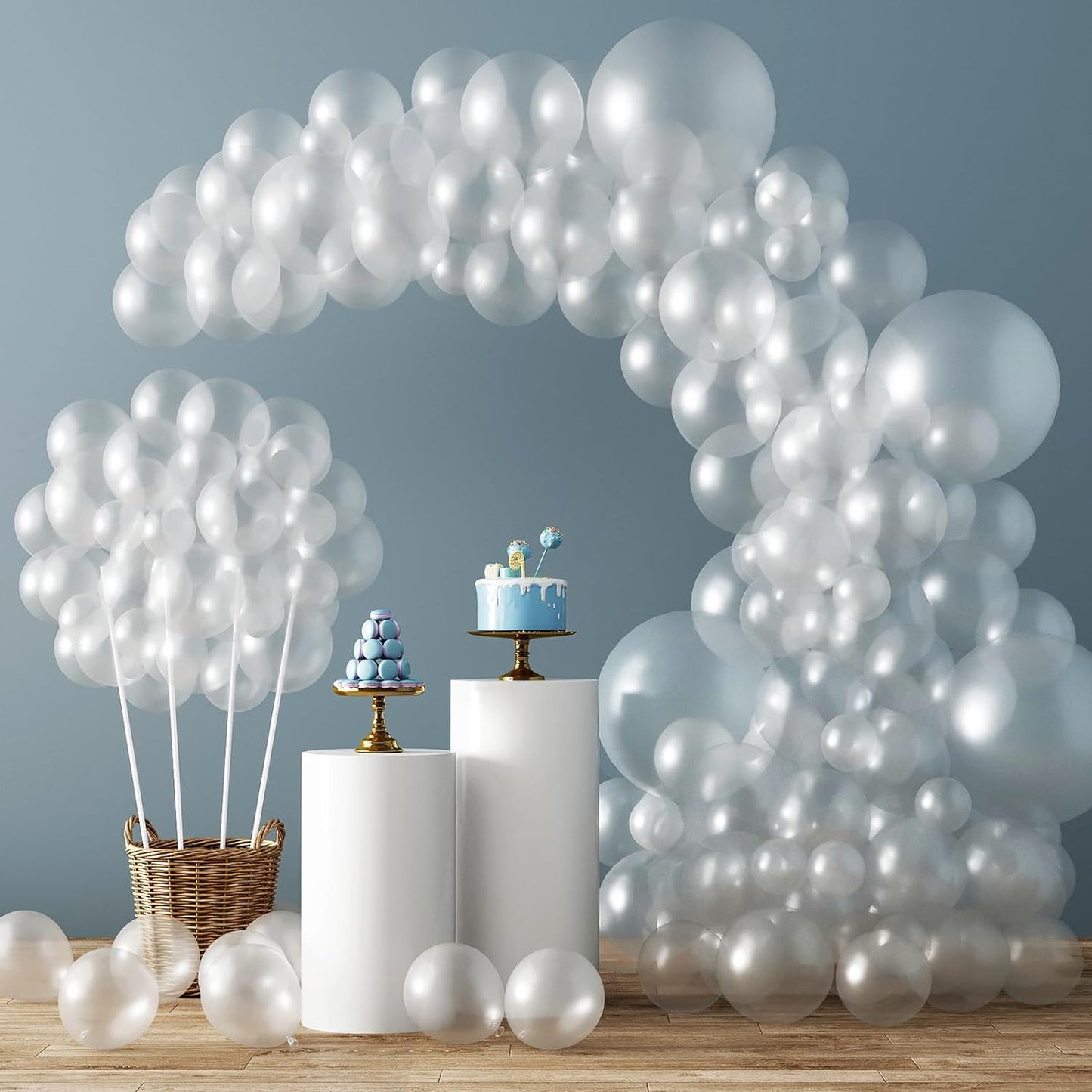 129Pcs Clear Balloons Different Sizes 18 12 10 5 Inches for Garland Arch, Transparent Balloons for Birthday Baby Shower Gender Reveal Wedding Party Decoration