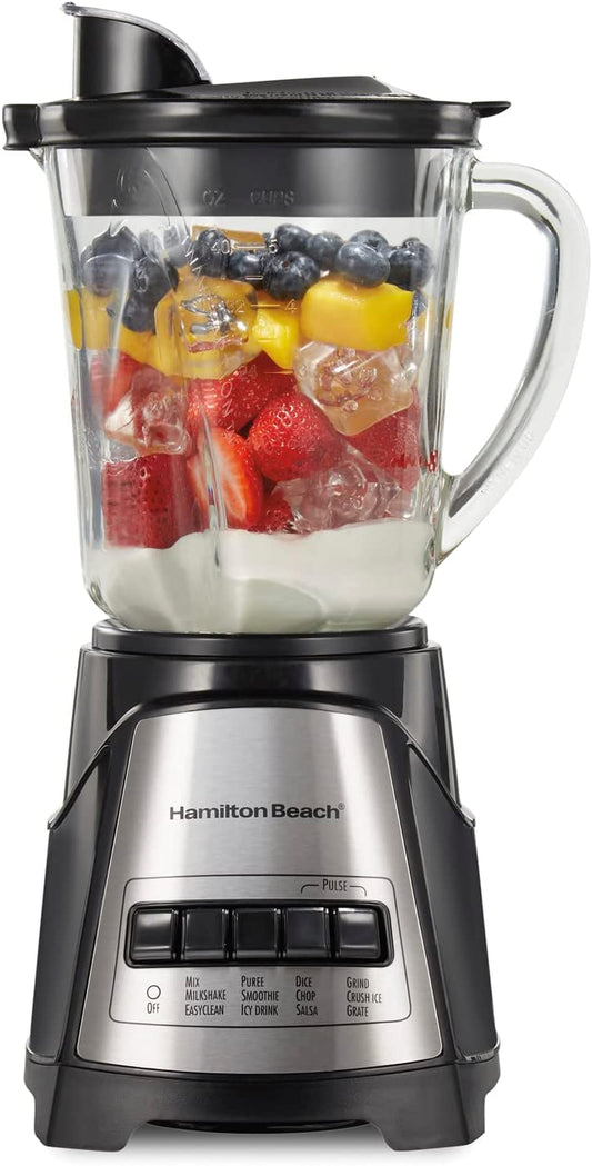 Power Elite Wave Action Blender-For Shakes and Smoothies, Puree, Crush Ice, 40 Oz Glass Jar, 12 Functions, Stainless Steel Ice Sabre-Blades, Black (58148A)