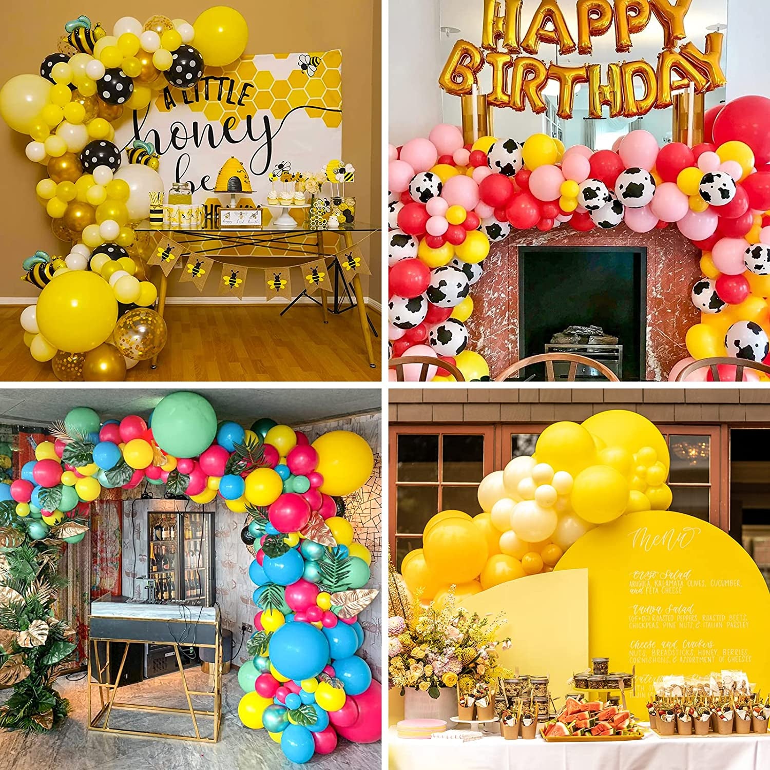 129Pcs Yellow Balloons Different Sizes 18 12 10 5 Inch Latex Balloon Garland Arch for Masquerade Party Decoration Gender Reveal Graduation Anniversary Baby Shower Mickey Theme Party Supplies
