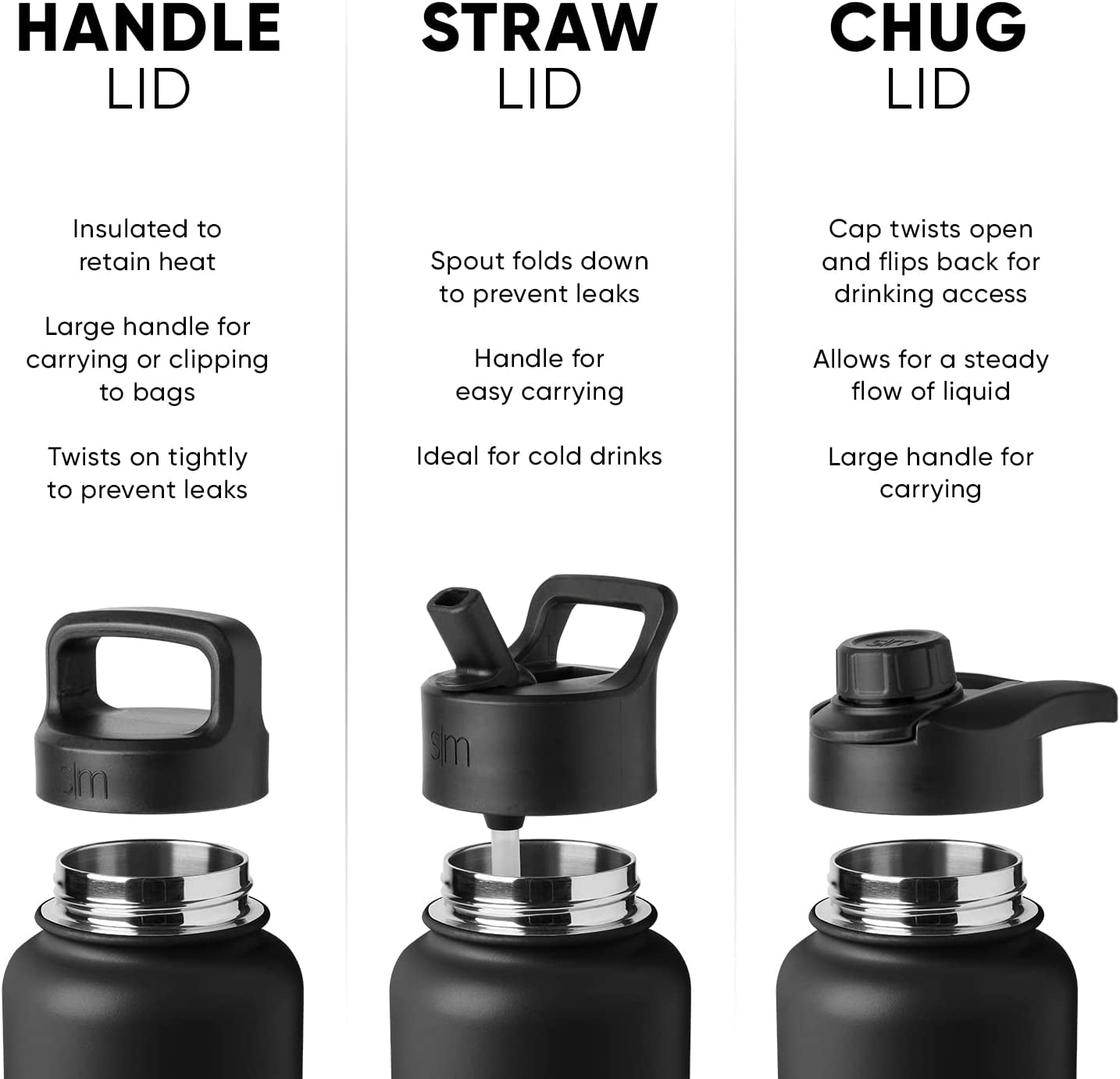 Water Bottle with Straw, Handle, and Chug Lid Vacuum Insulated Stainless Steel Thermos Bottles | Large Leak Proof Bpa-Free Sports Flask | Summit Collection | 40Oz, Sea Glass Sage