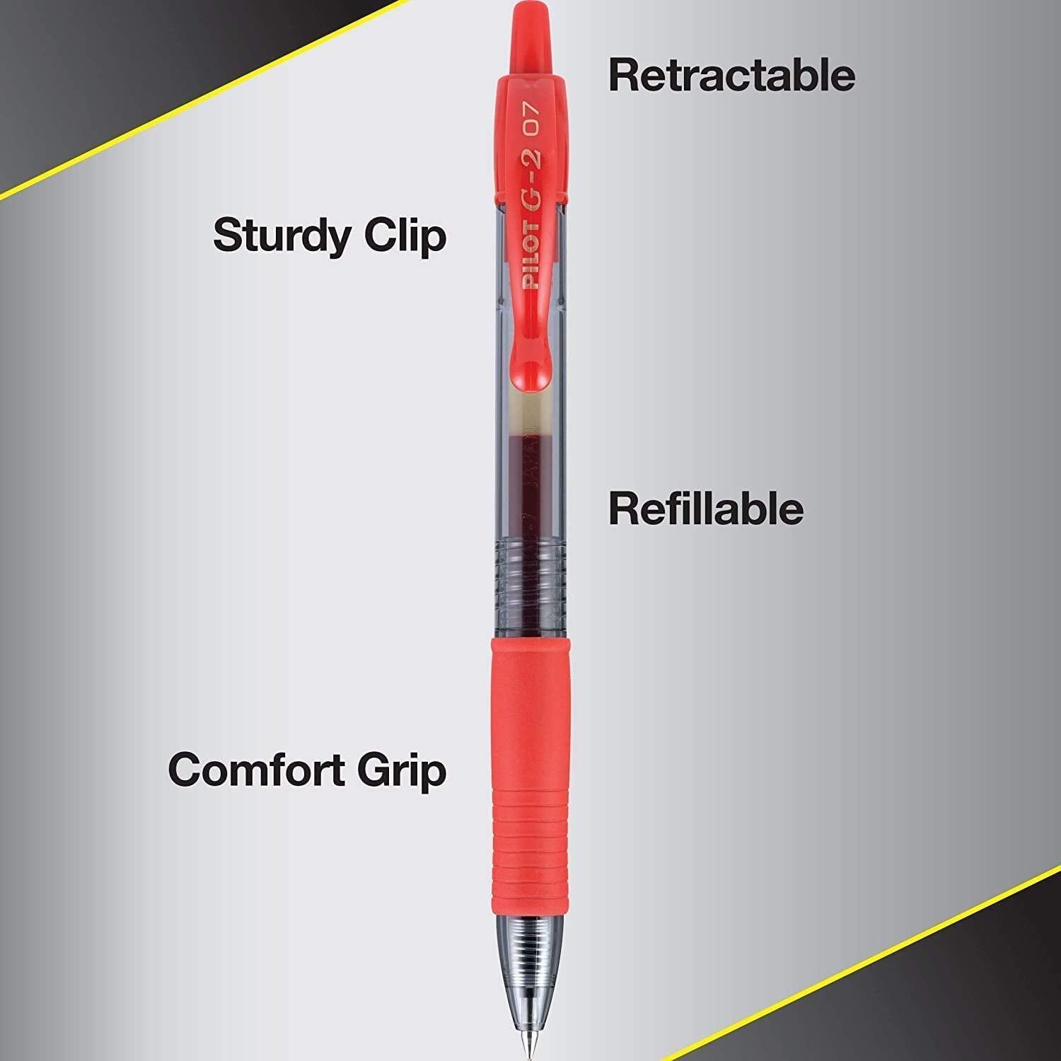 , G2 Premium Gel Roller Pens, Fine Point 0.7 Mm, Red, Pack of 12