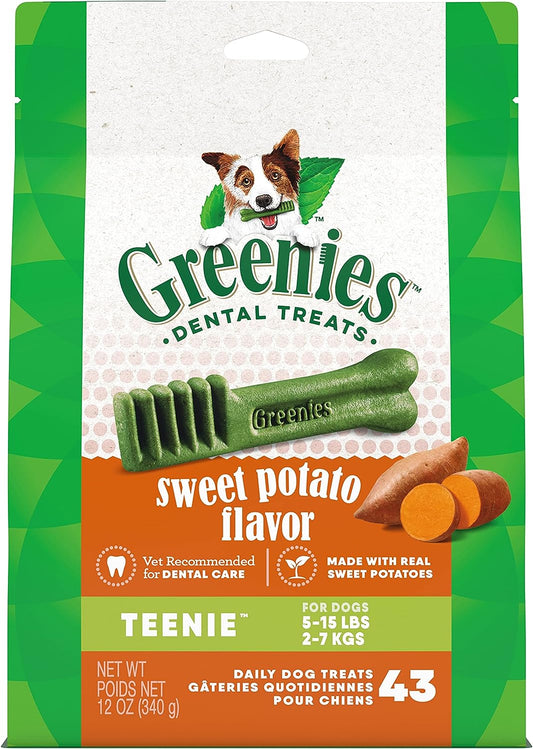 Teenie Natural Dog Dental Treats, Sweet Potato Flavor, 12 Oz. Pack (43 Treats)