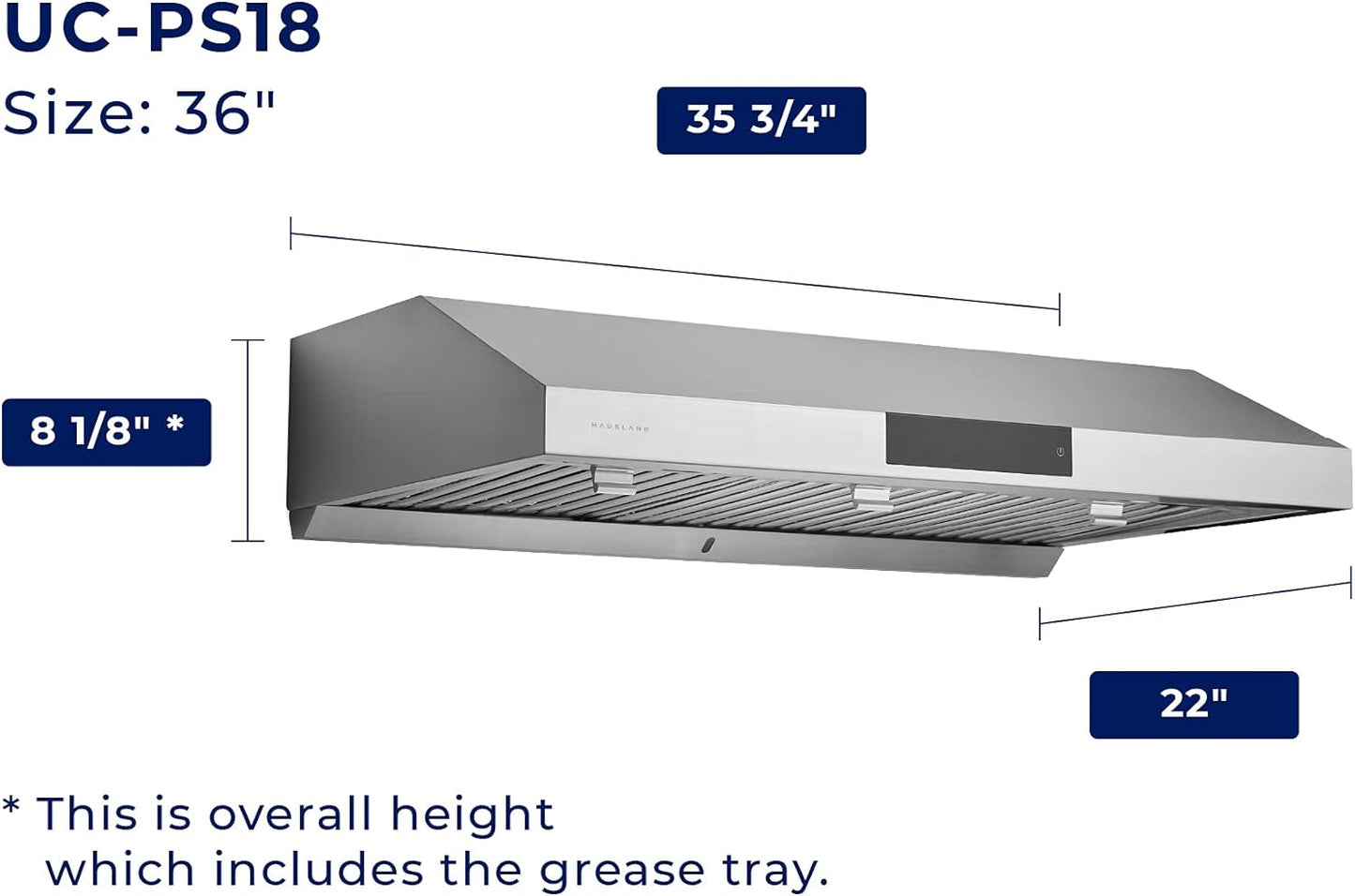 | Chef Series 36" PS18 under Cabinet Range Hood, Stainless Steel | Pro Performance | Contemporary Design, Touch Screen, Dishwasher Safe Baffle Filters, LED Lamps, 3-Way Venting